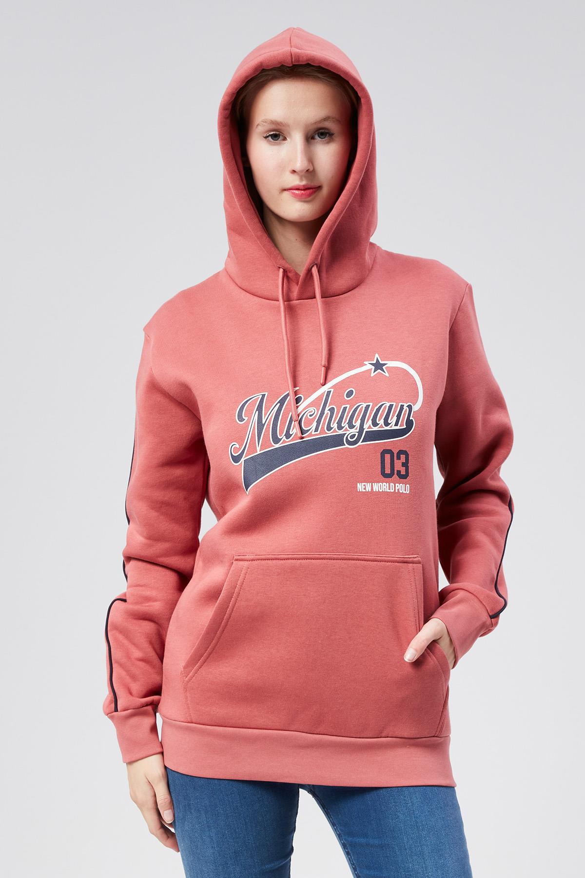 Kapüşonlu Kadın Kestane Slim Fit Sweatshirt 24FWW64079