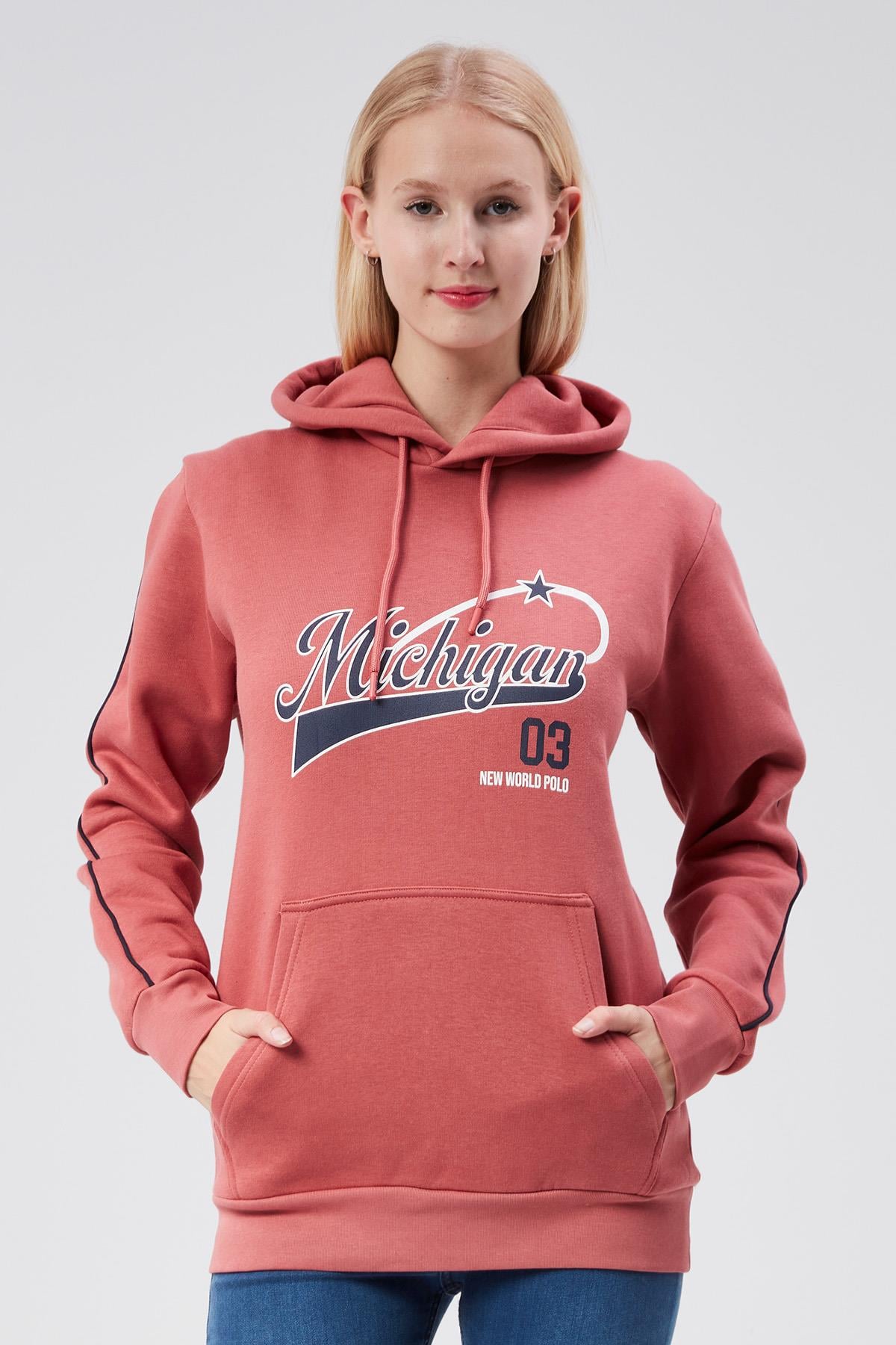 Kapüşonlu Kadın Kestane Slim Fit Sweatshirt 24FWW64079