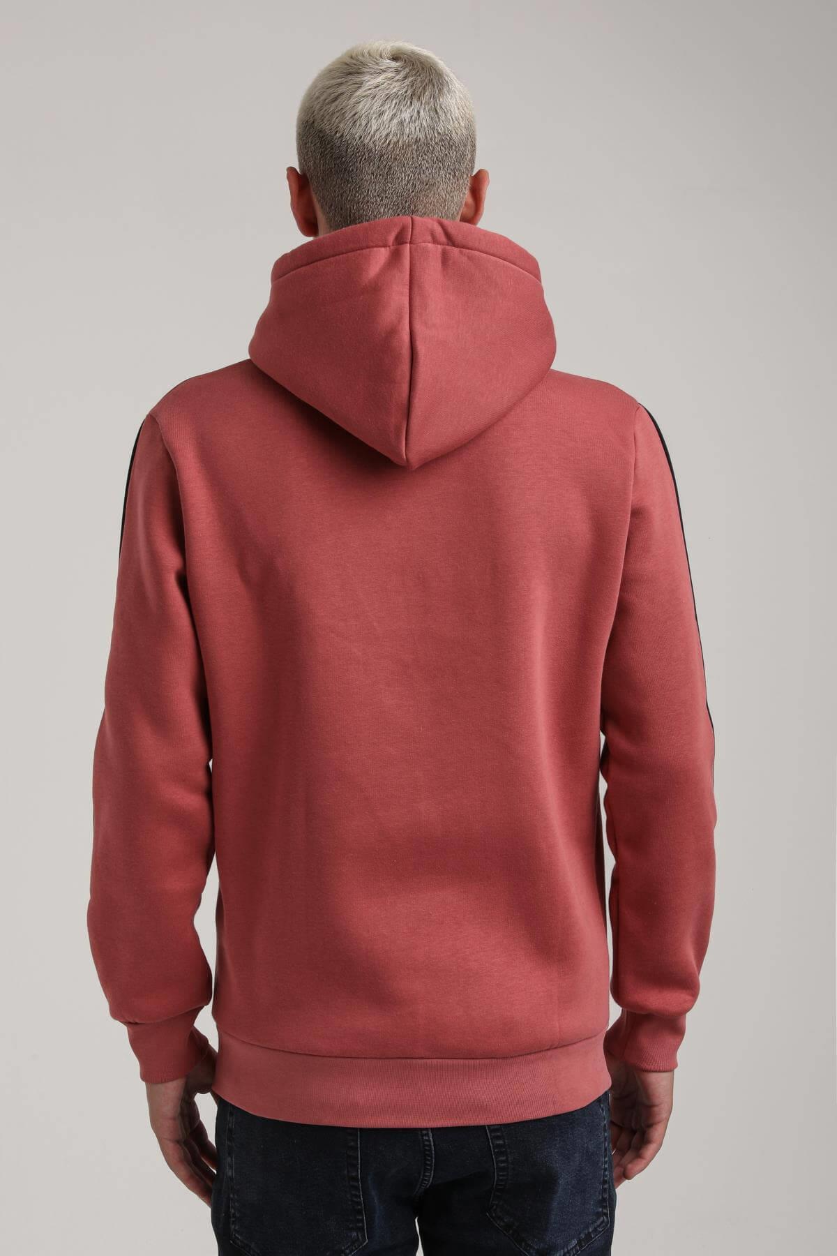 Kapüşonlu Kestane Slim Fit Full-Zip Sweatshirt 24FWM64079