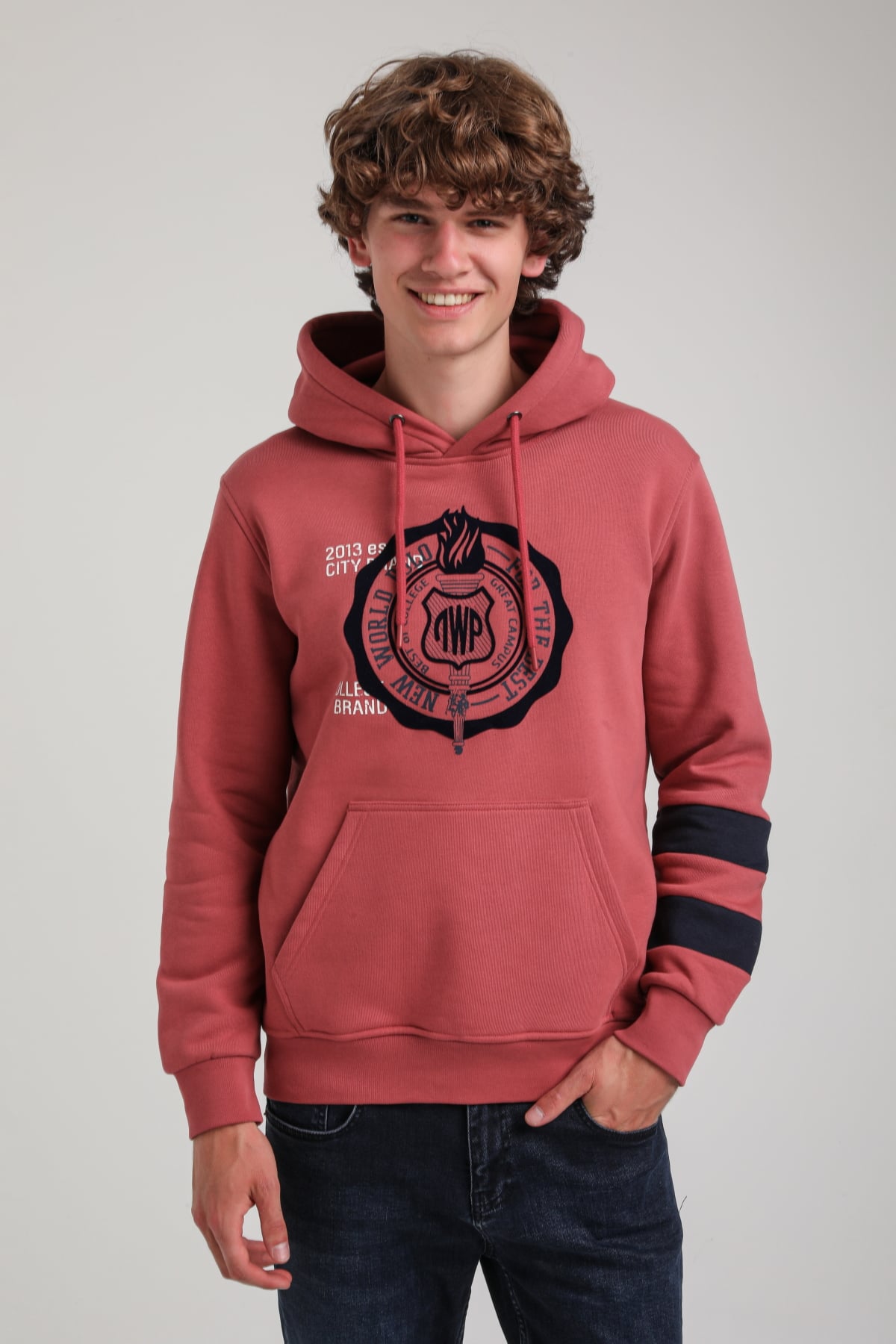 Kapüşonlu Kestane Slim Fit Hoodie 23FWM64054