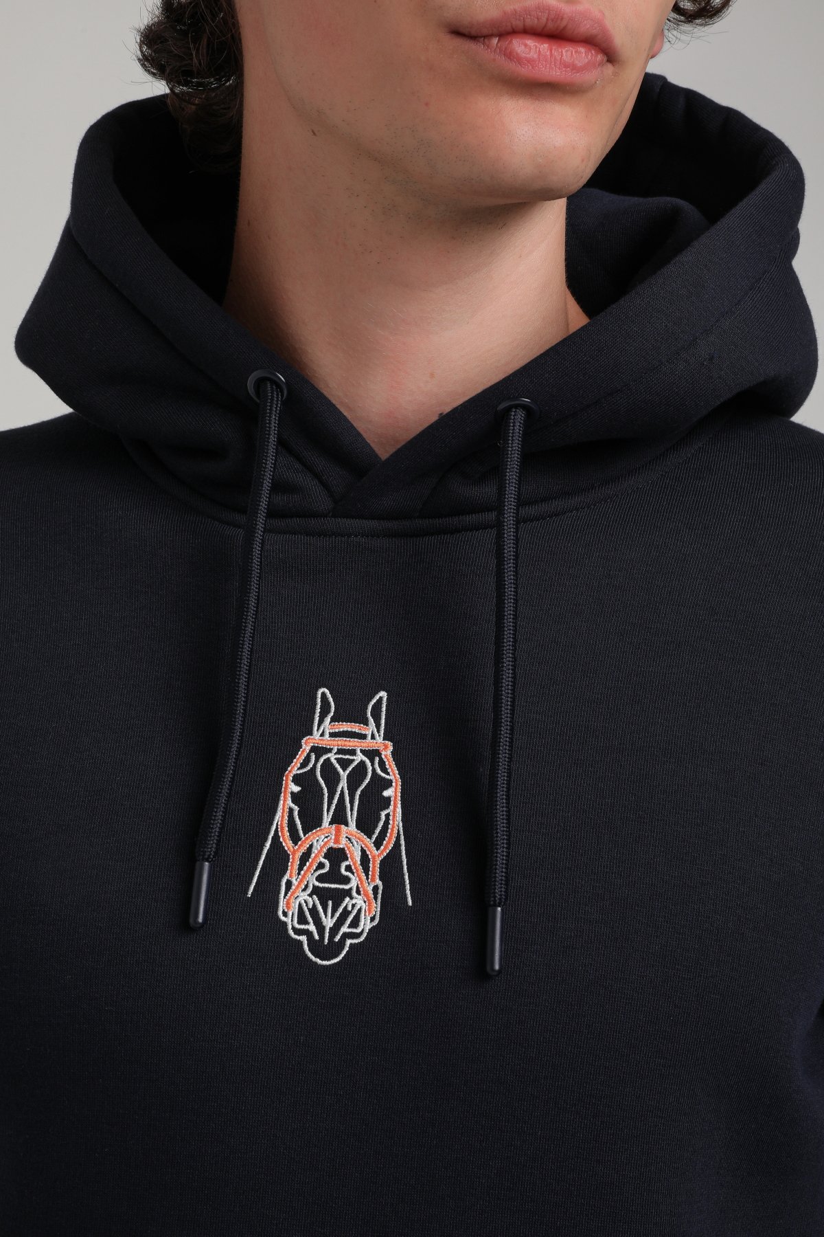 Kapüşonlu Lacivert Slim Fit Hoodie 23FWM64046
