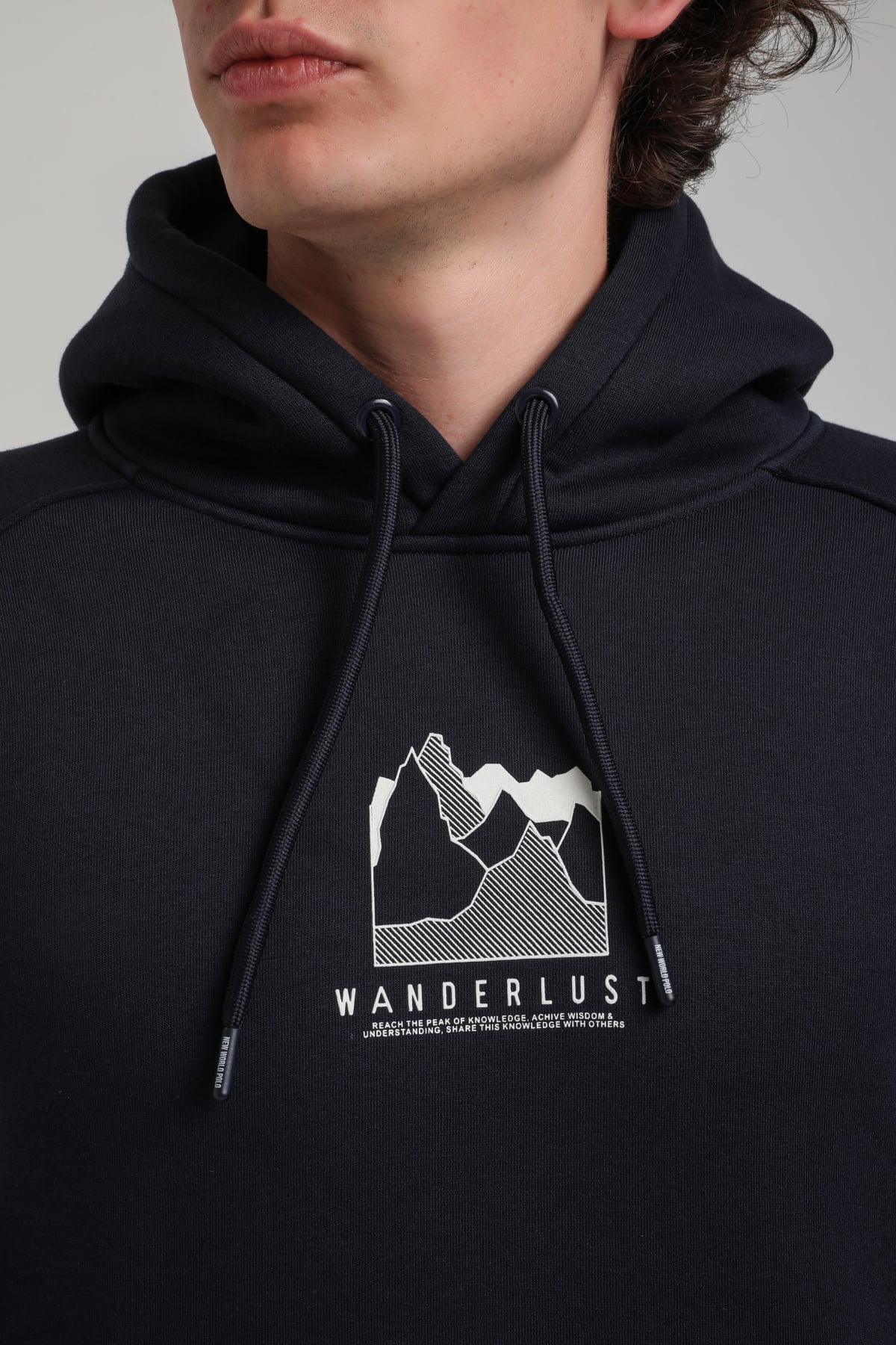 Kapüşonlu Lacivert Slim Fit Hoodie 23FWM64042
