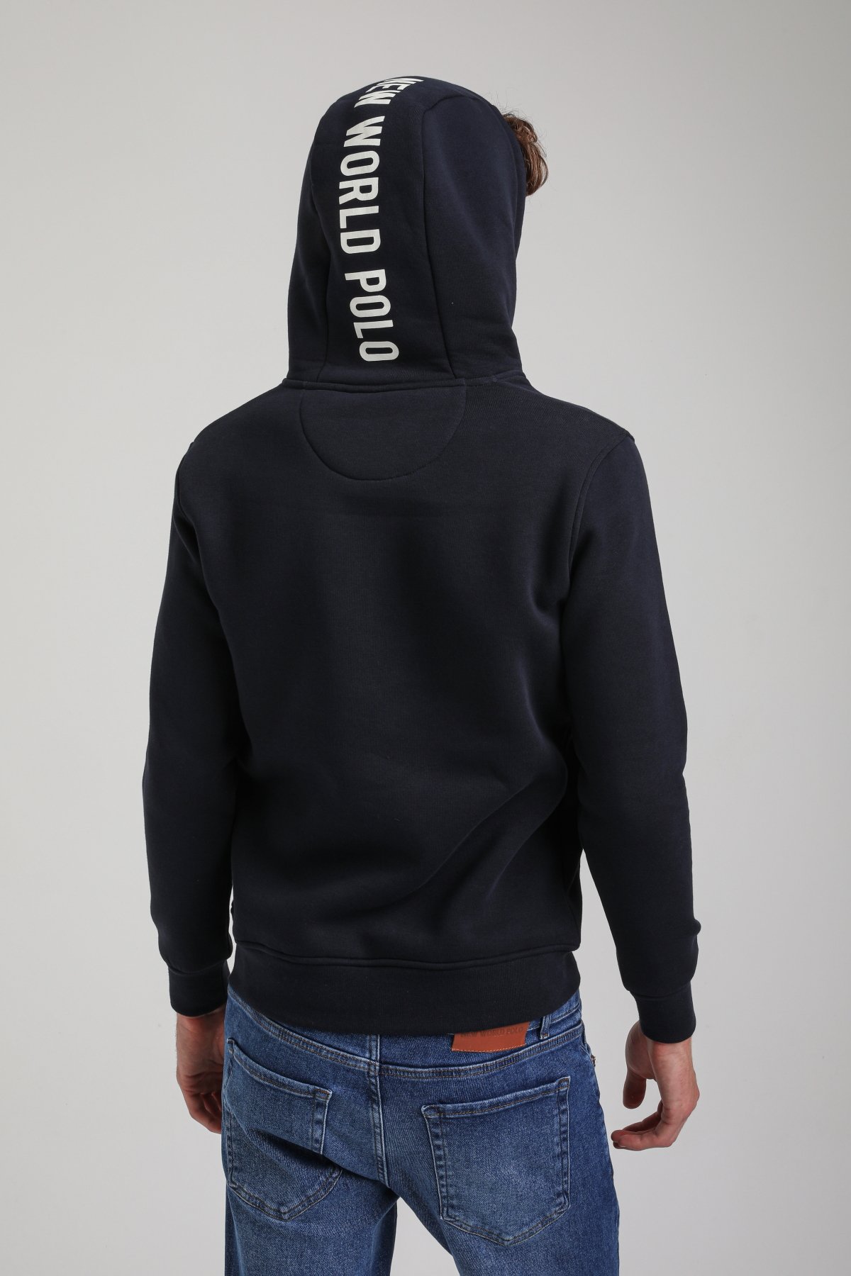 Kapüşonlu Lacivert Slim Fit Hoodie 23FWM64046