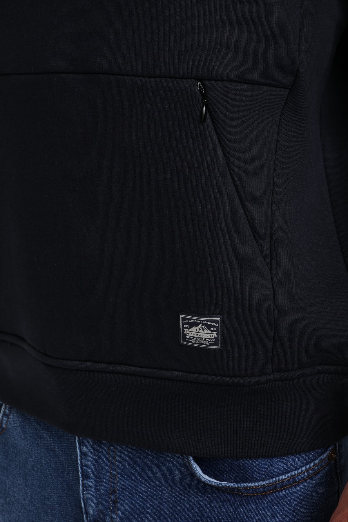 Kapüşonlu Lacivert Slim Fit Hoodie 23FWM64042