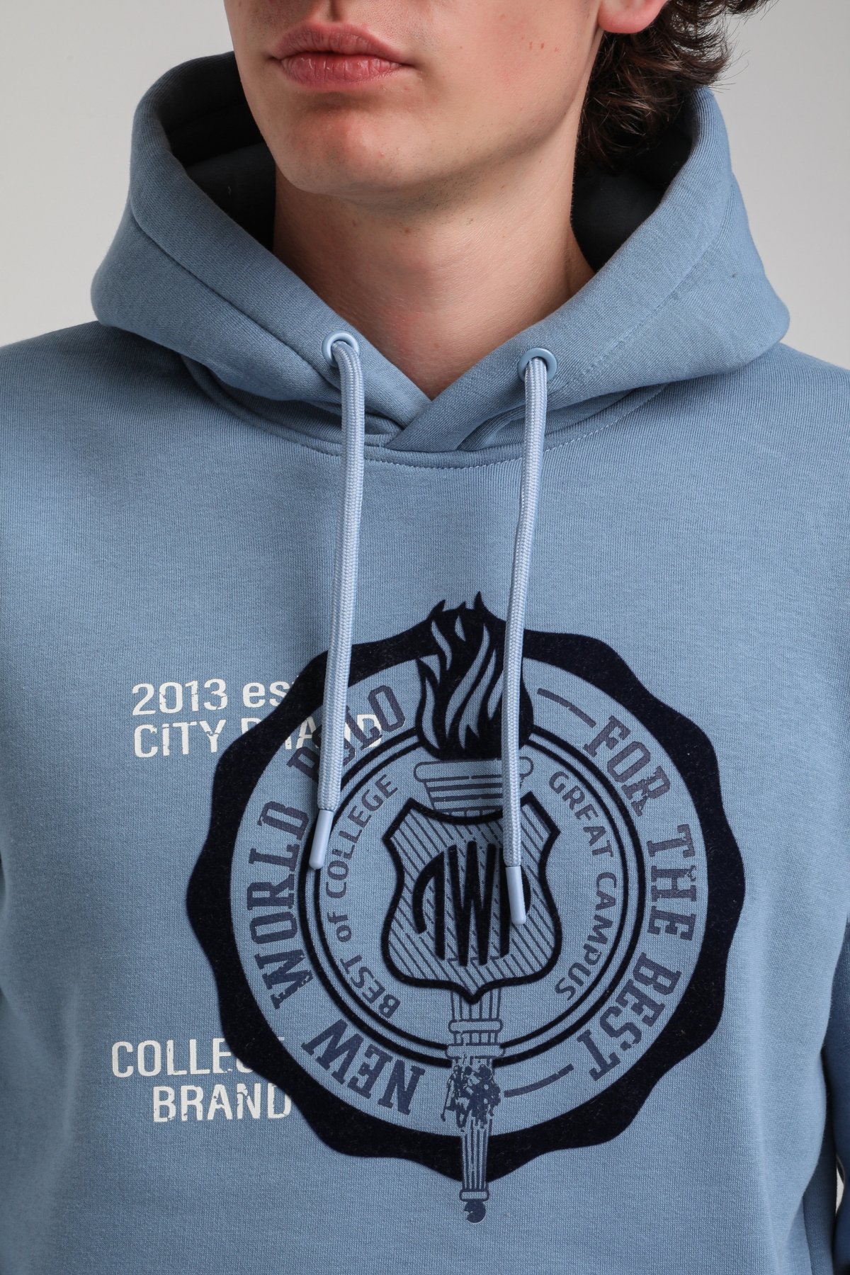 Kapüşonlu Mavi Slim Fit Hoodie 23FWM64054