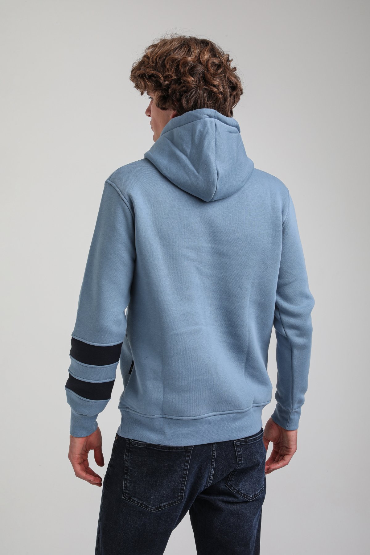 Kapüşonlu Mavi Slim Fit Hoodie 23FWM64054
