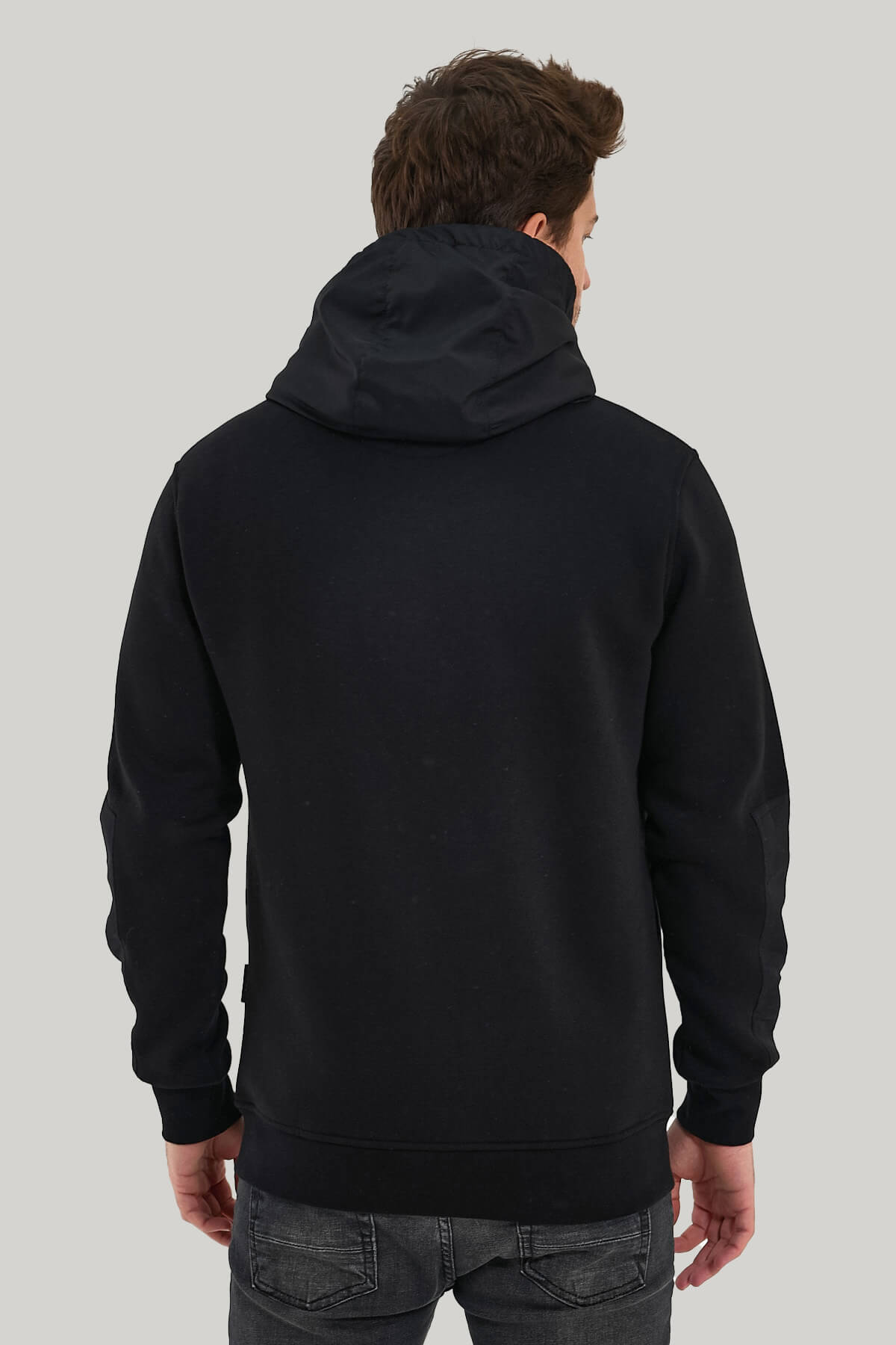 Kapüşonlu Siyah Slim Fit Full-Zip Sweatshirt 23FWM64067
