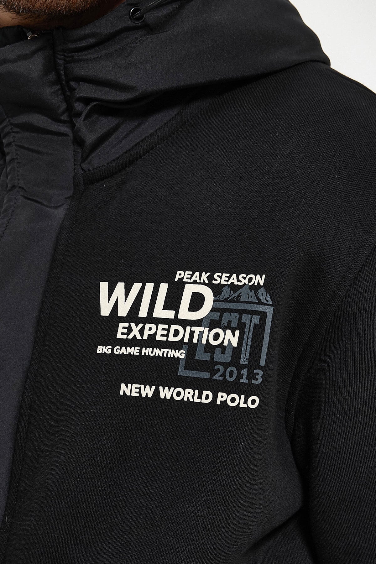 Kapüşonlu Siyah Slim Fit Full-Zip Sweatshirt 23FWM64067