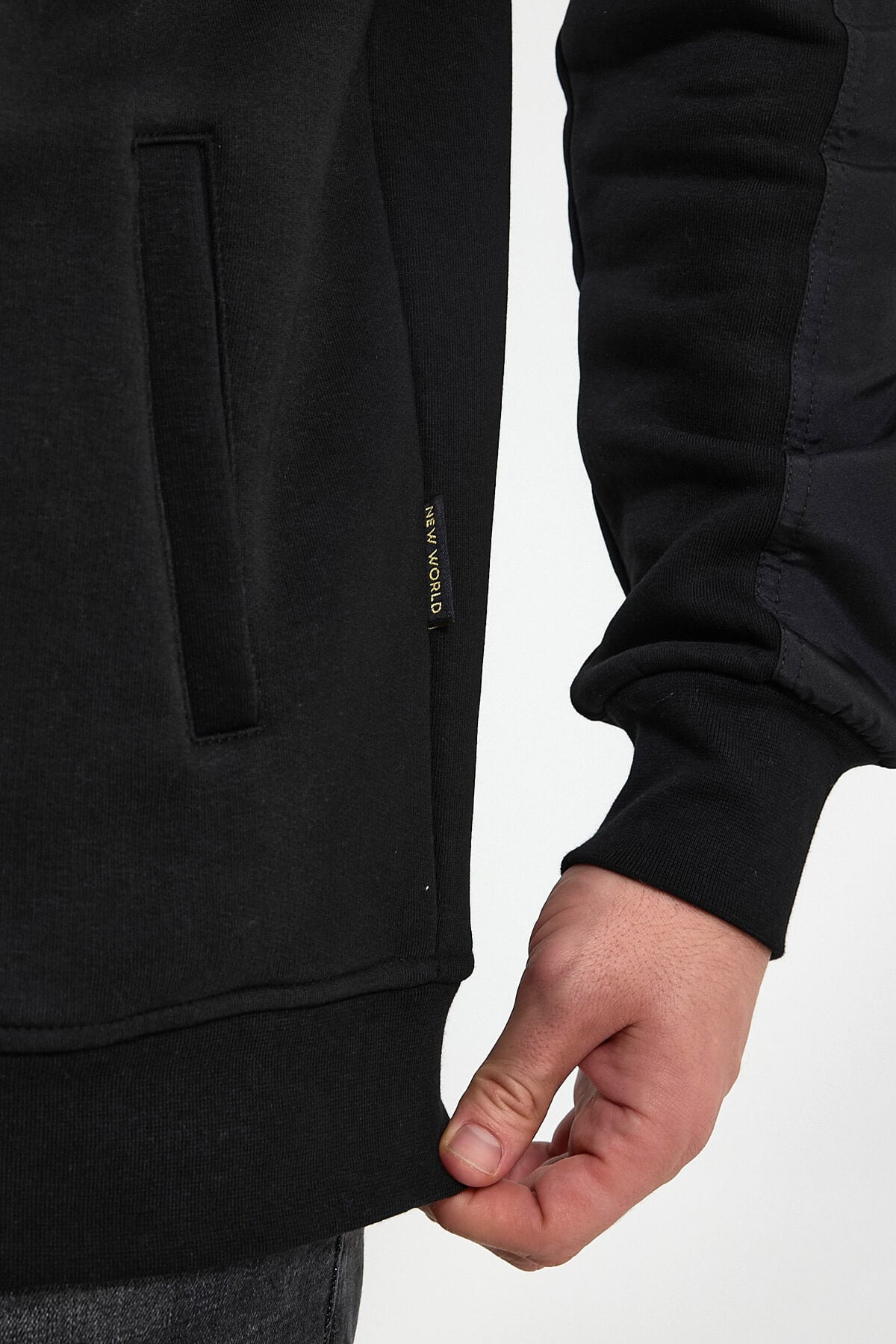 Kapüşonlu Siyah Slim Fit Full-Zip Sweatshirt 23FWM64067
