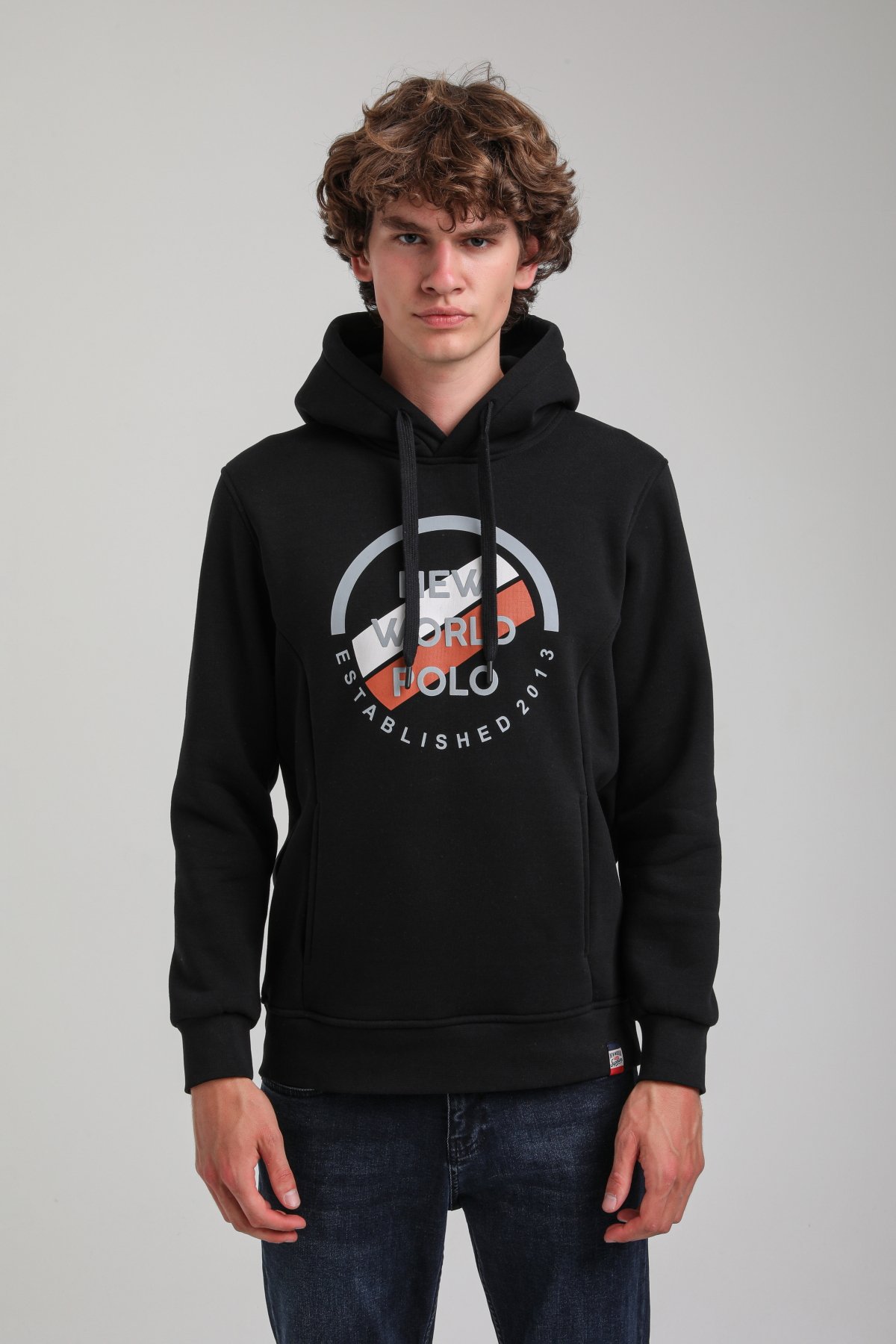 Kapüşonlu Siyah Slim Fit Hoodie 23FWM64049