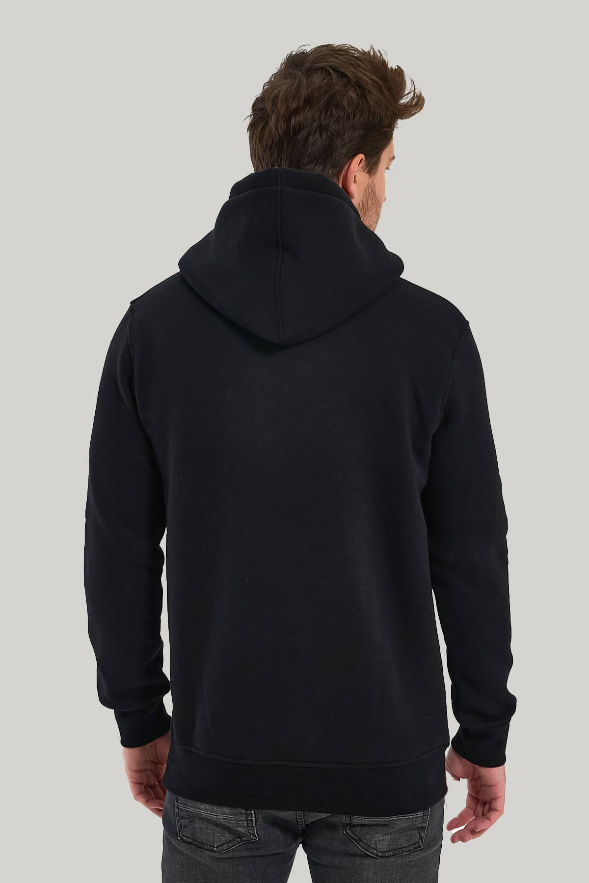 Kapüşonlu Siyah Slim Fit Hoodie 23FWM64047