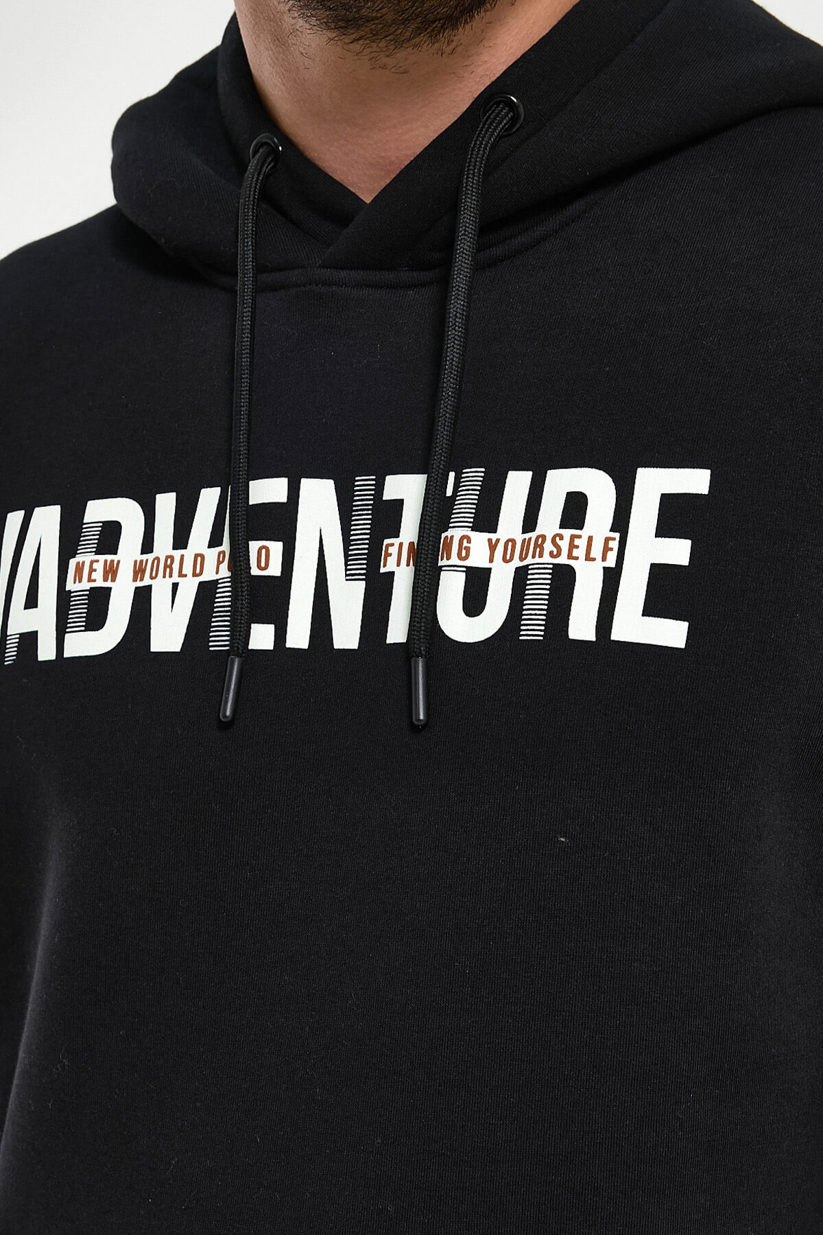 Kapüşonlu Siyah Slim Fit Hoodie 23FWM64047