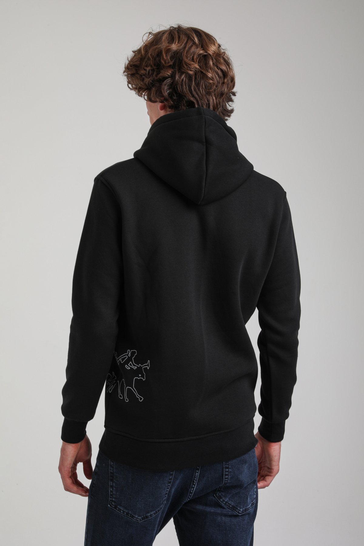 Kapüşonlu Siyah Slim Fit Hoodie 23FWM64044