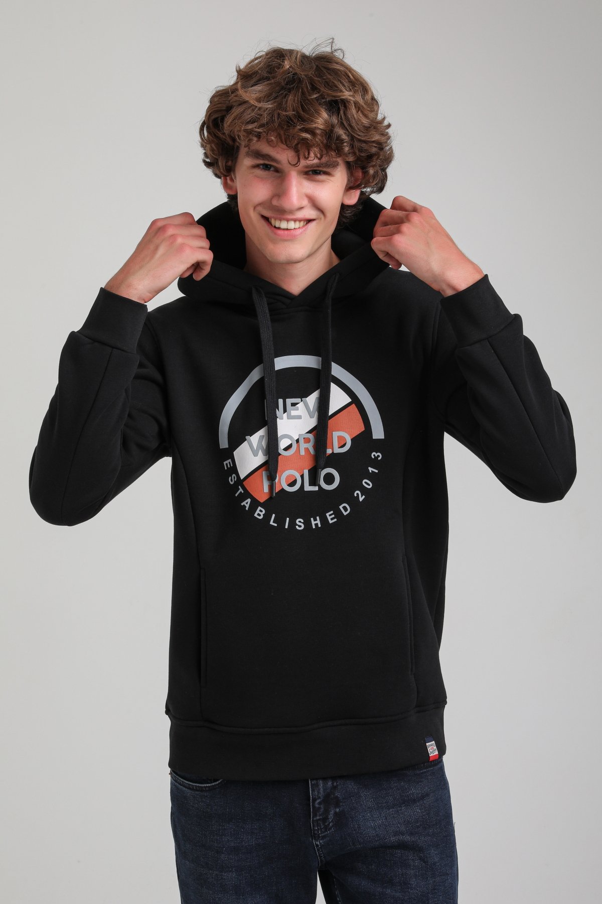 Kapüşonlu Siyah Slim Fit Hoodie 23FWM64049