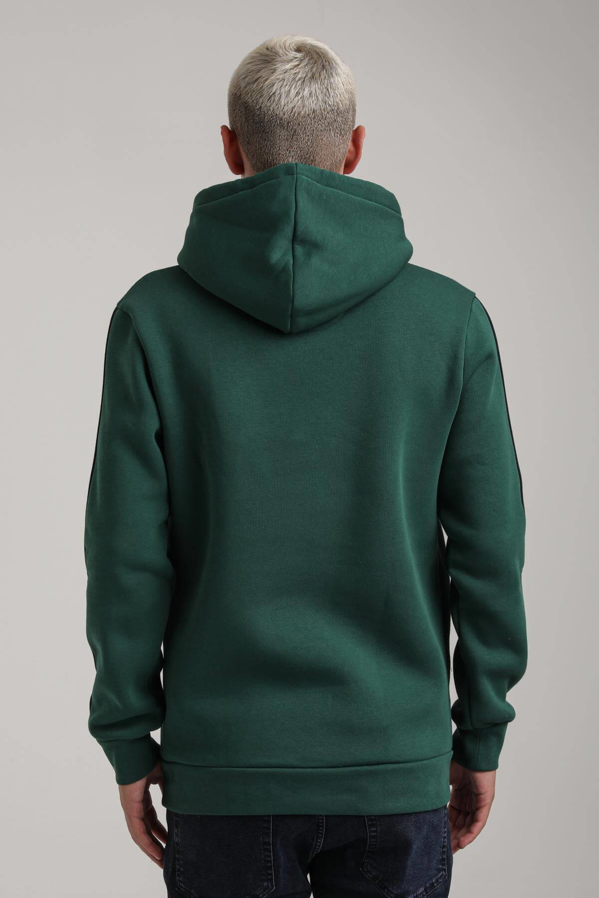 Kapüşonlu Yeşil Slim Fit Full-Zip Sweatshirt 24FWM64079