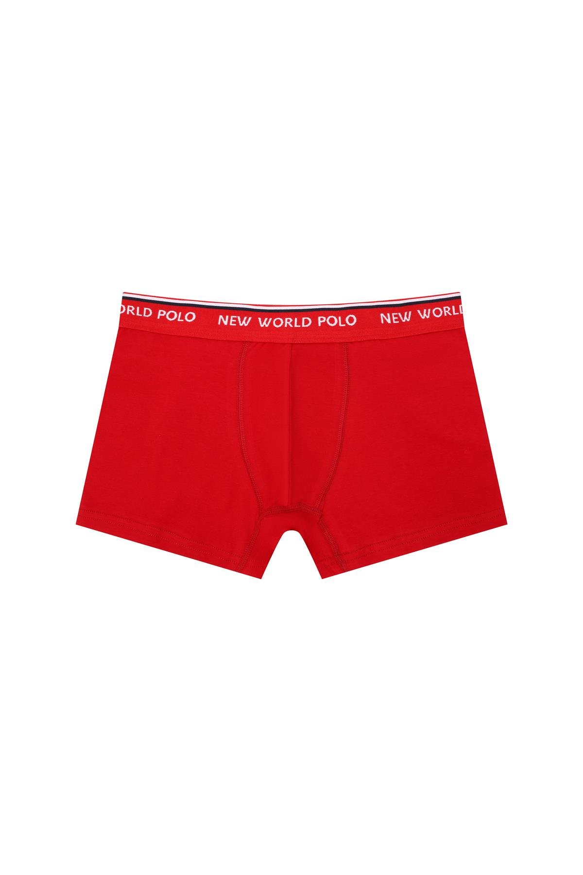 New World Polo Basic 3'lü Boxer Lacivert-Kırmızı-Beyaz Slim Fit Boxer Set 23SSM1003