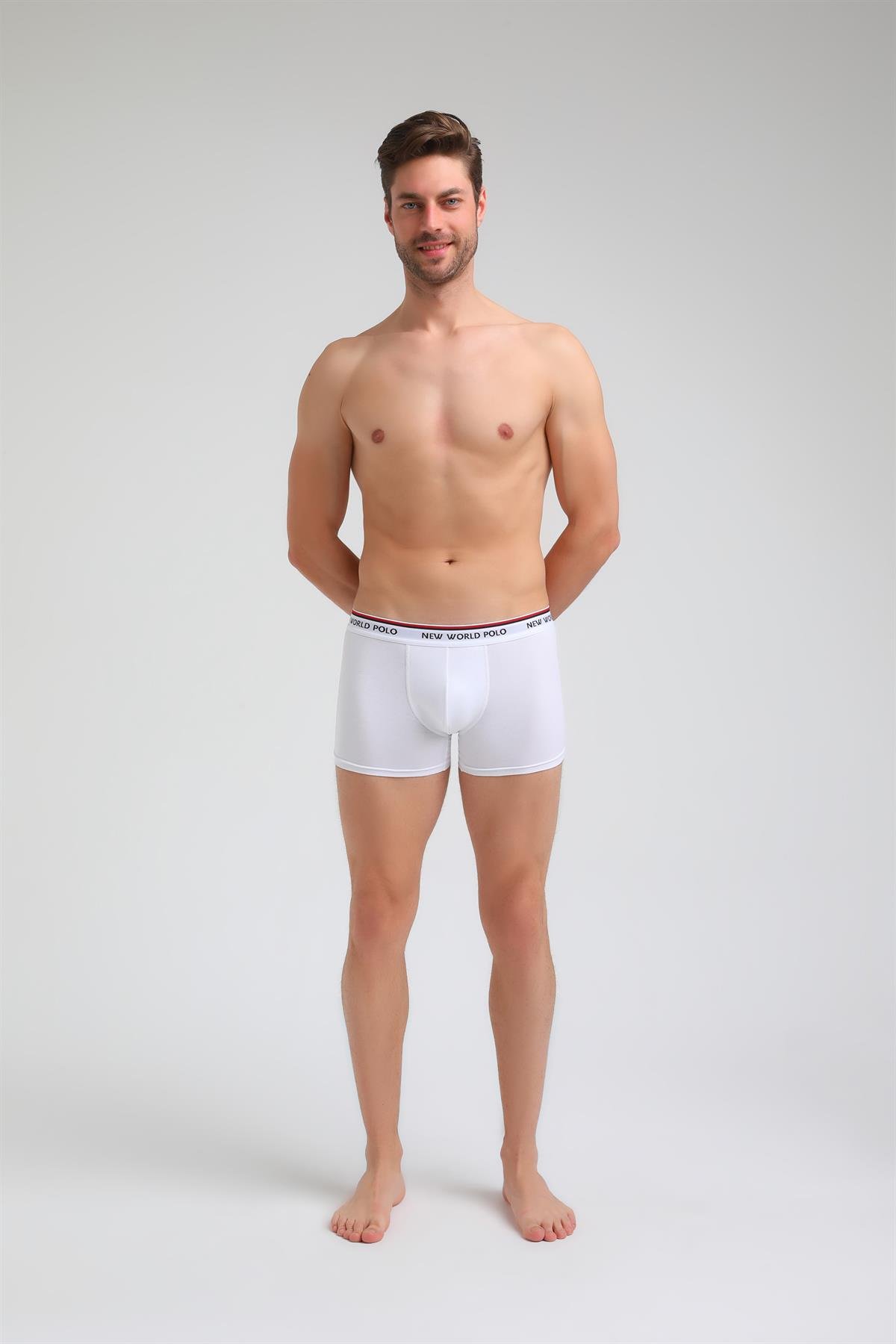 New World Polo Basic 3'lü Boxer Lacivert-Kırmızı-Beyaz Slim Fit Boxer Set 23SSM1003