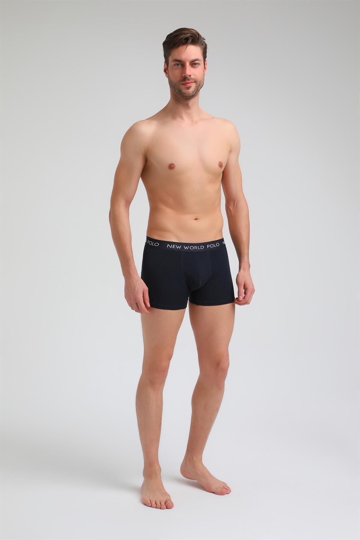 New World Polo Basic 3'lü Boxer Lacivert-Beyaz-Gri Slim Fit Boxer Set 23SSM1001