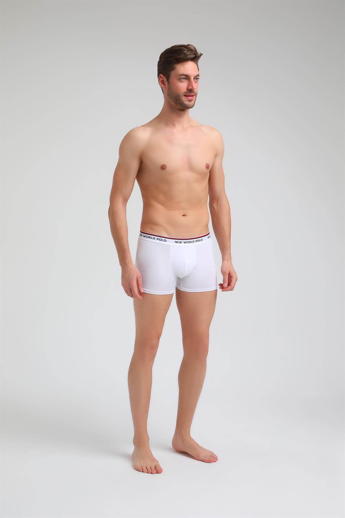 New World Polo Basic 3'lü Boxer Lacivert-Kırmızı-Beyaz Slim Fit Boxer Set 23SSM1003