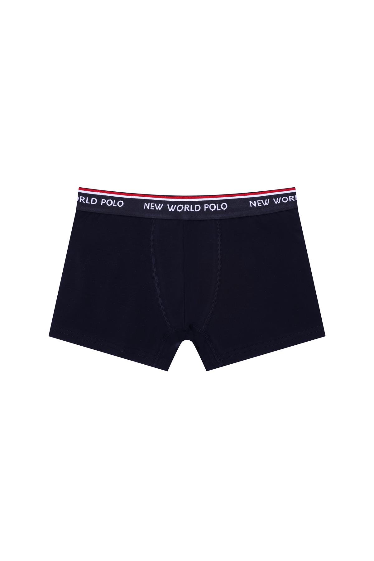 New World Polo Basic 3'lü Boxer Lacivert-Kırmızı-Beyaz Slim Fit Boxer Set 23SSM1003