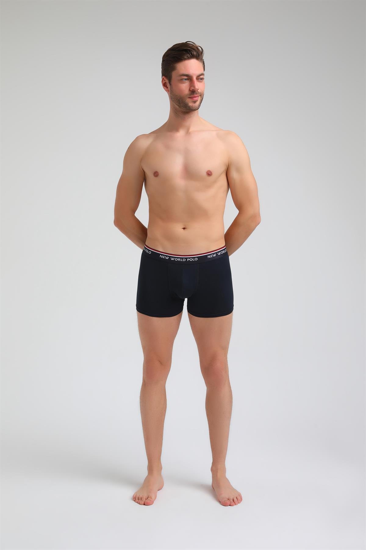 New World Polo Basic 3'lü Boxer Lacivert Slim Fit Boxer Set 23SSM1003