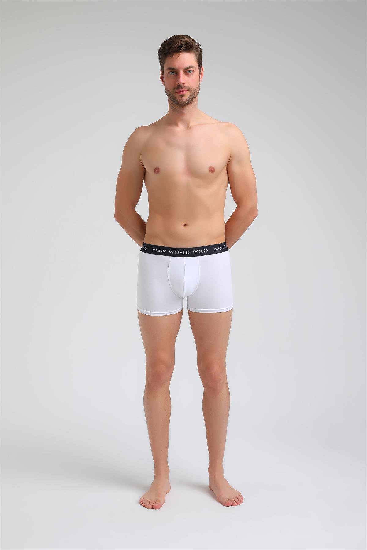 New World Polo Basic 3'lü Boxer Lacivert-Beyaz-Gri Slim Fit Boxer Set 23SSM1001