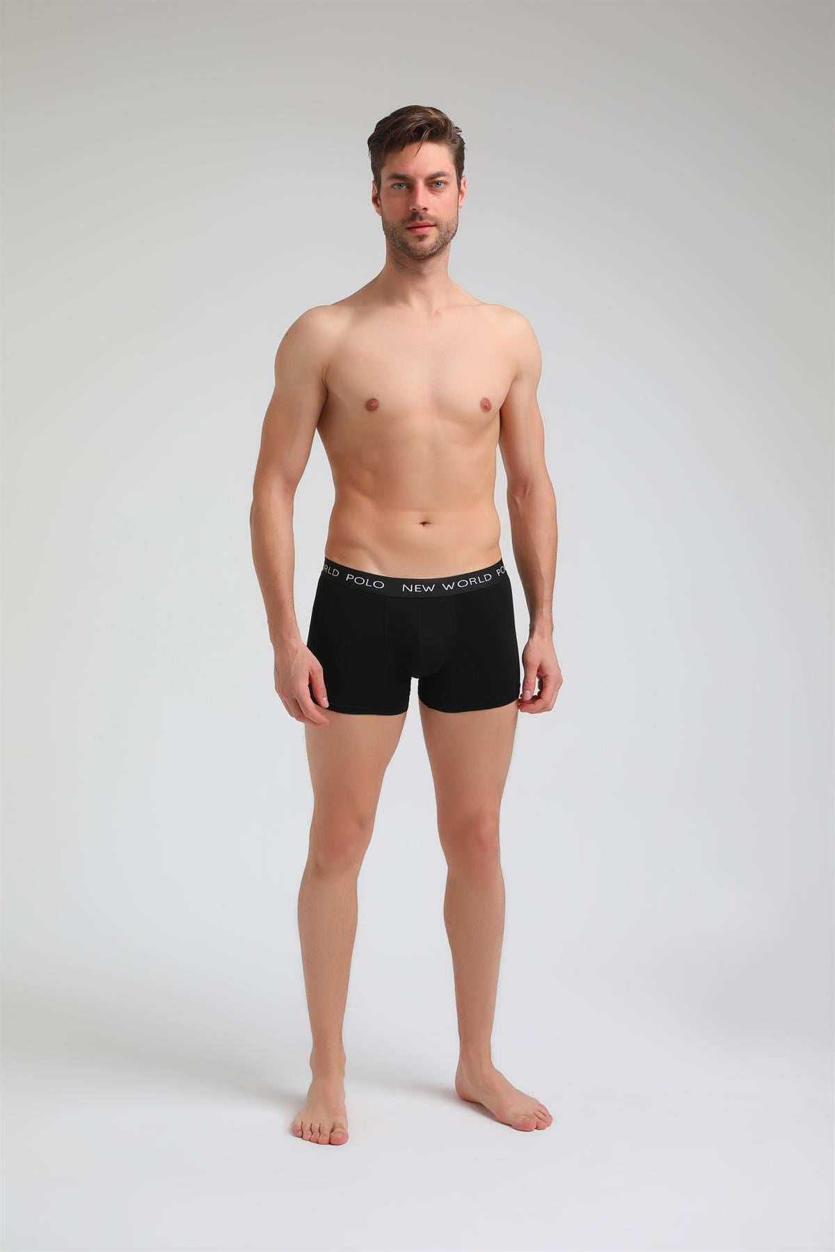 New World Polo Basic 3'lü Boxer Siyah Slim Fit Boxer Set 23SSM1001