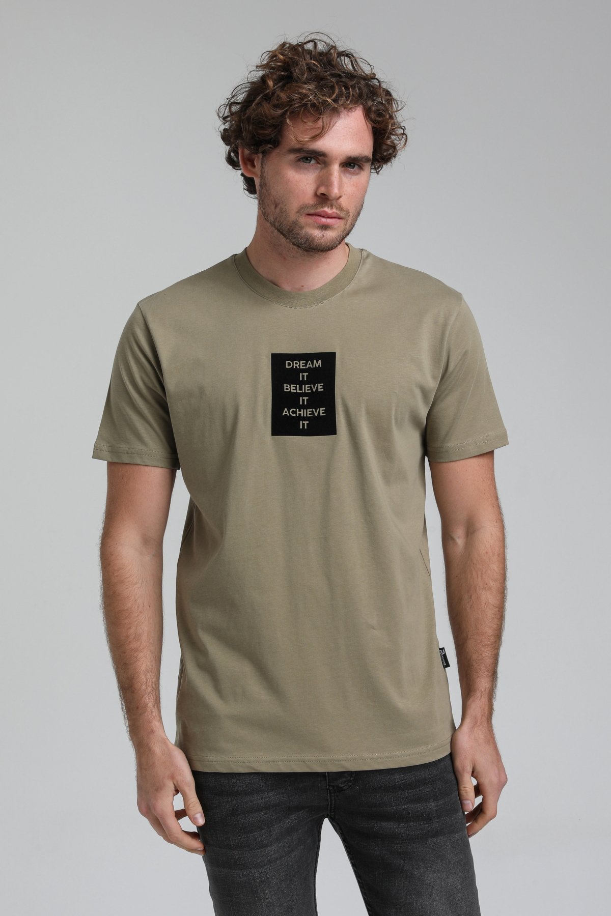 New World Polo Bisiklet Yaka Açık Haki Slim Fit Tişört 23SSM20288
