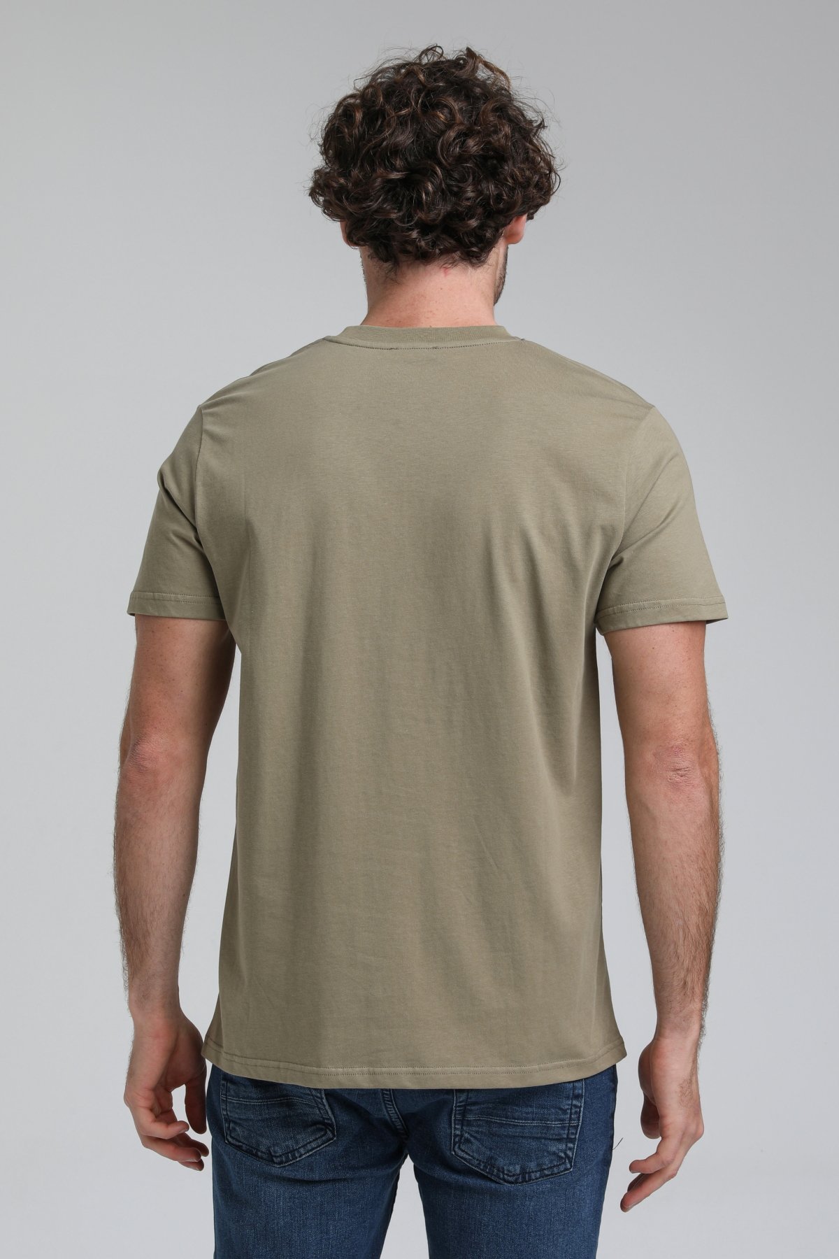 New World Polo Bisiklet Yaka Açık Haki Regular Custom Tişört 23SSM20311
