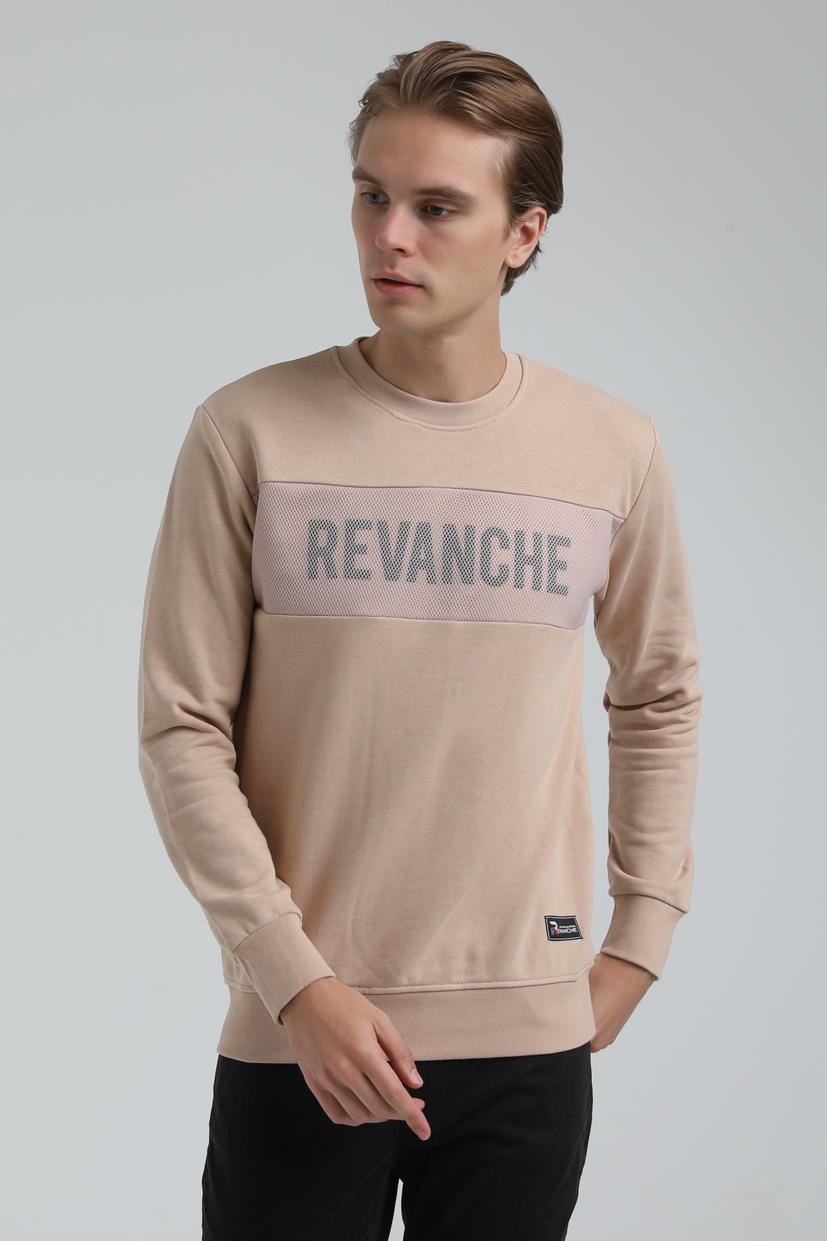 New World Polo Bisiklet Yaka Bej Regular Sweatshirt 22FWM60117
