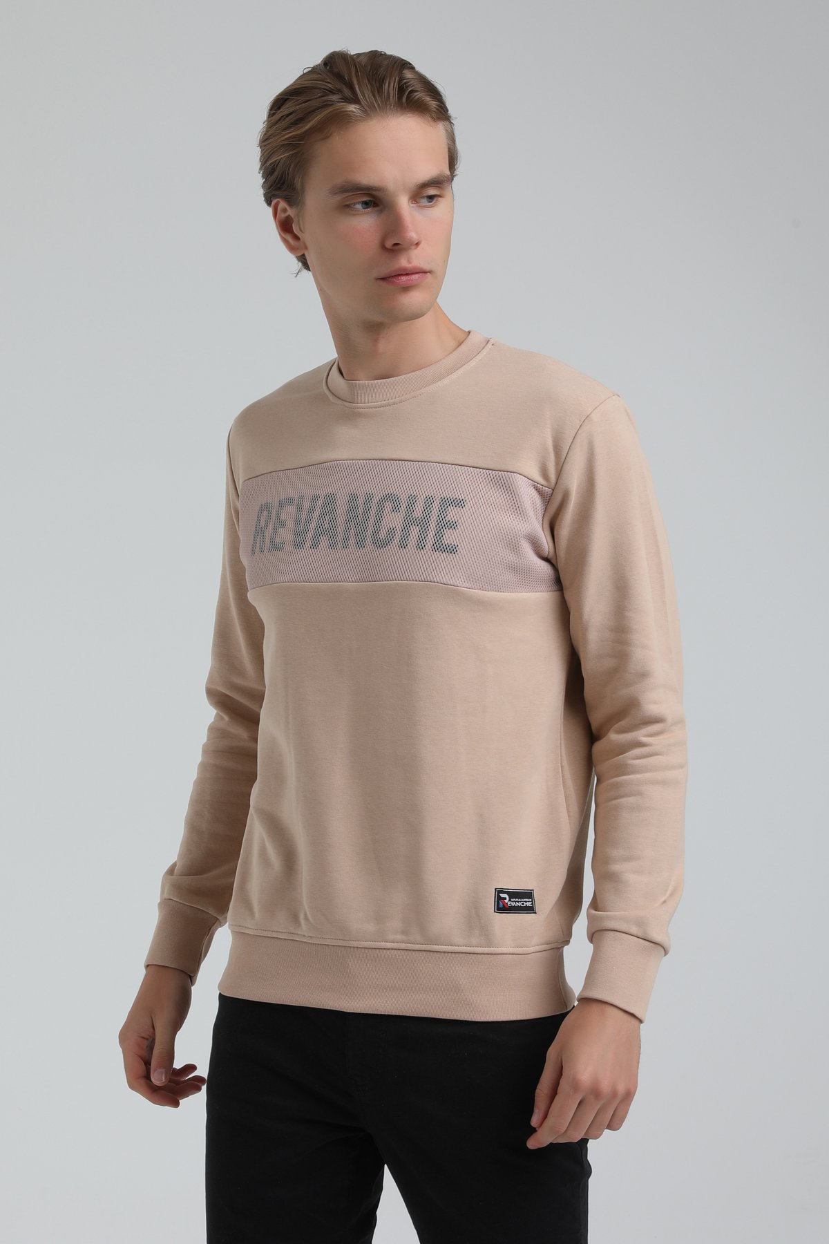 New World Polo Bisiklet Yaka Bej Regular Sweatshirt 22FWM60117