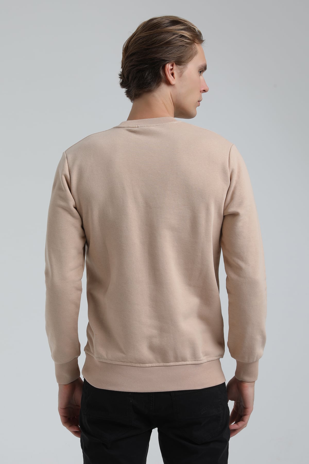 New World Polo Bisiklet Yaka Bej Regular Sweatshirt 22FWM60132