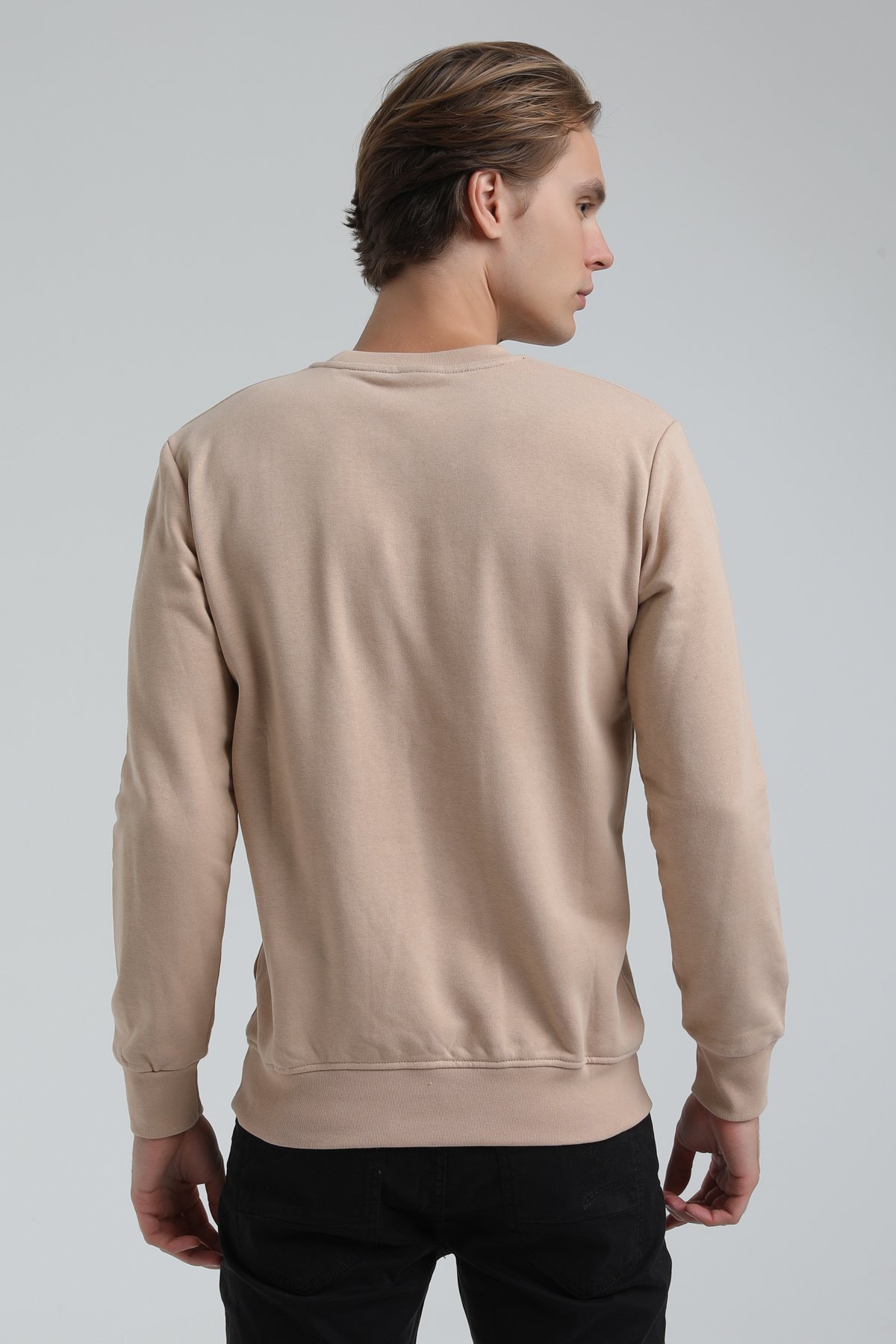New World Polo Bisiklet Yaka Bej Regular Sweatshirt 22FWM60117