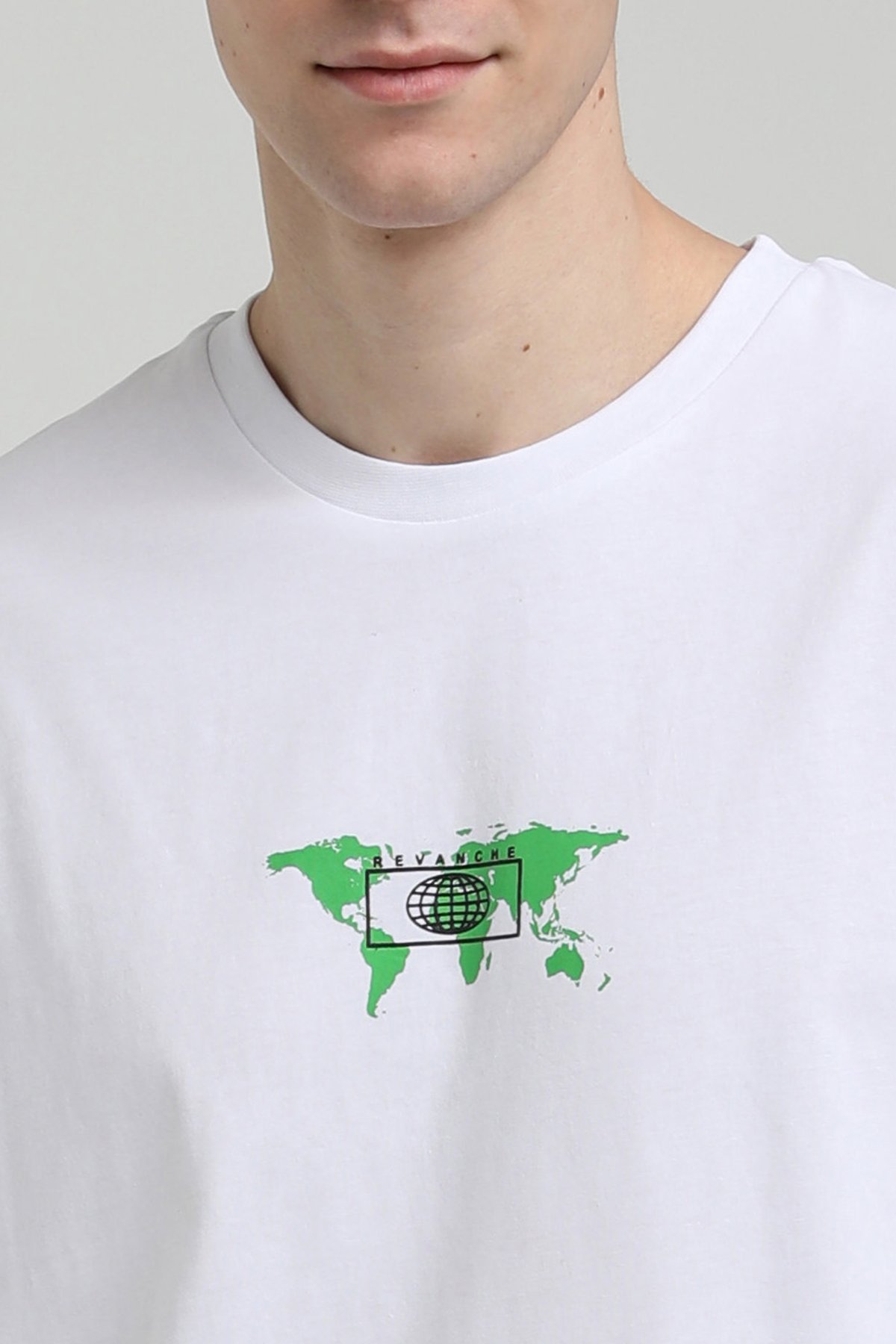 New World Polo Bisiklet Yaka Beyaz Oversize Tişört 23SSM20332