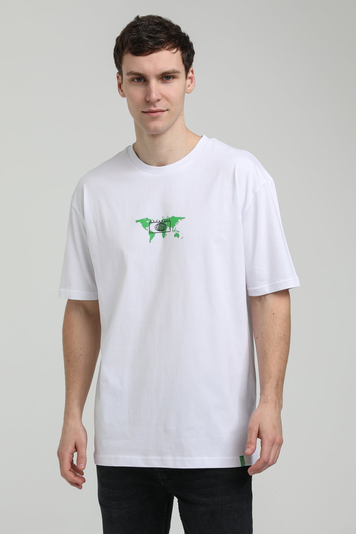 New World Polo Bisiklet Yaka Beyaz Oversize Tişört 23SSM20332