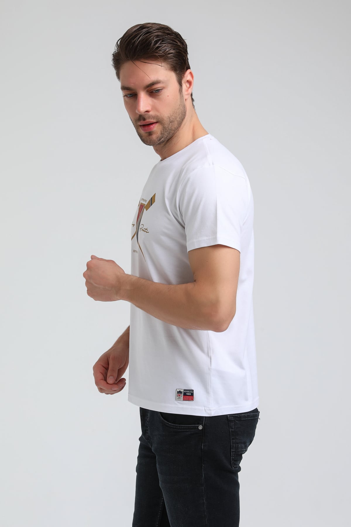 New World Polo Bisiklet Yaka Beyaz Regular Custom Tişört 23SSM20351