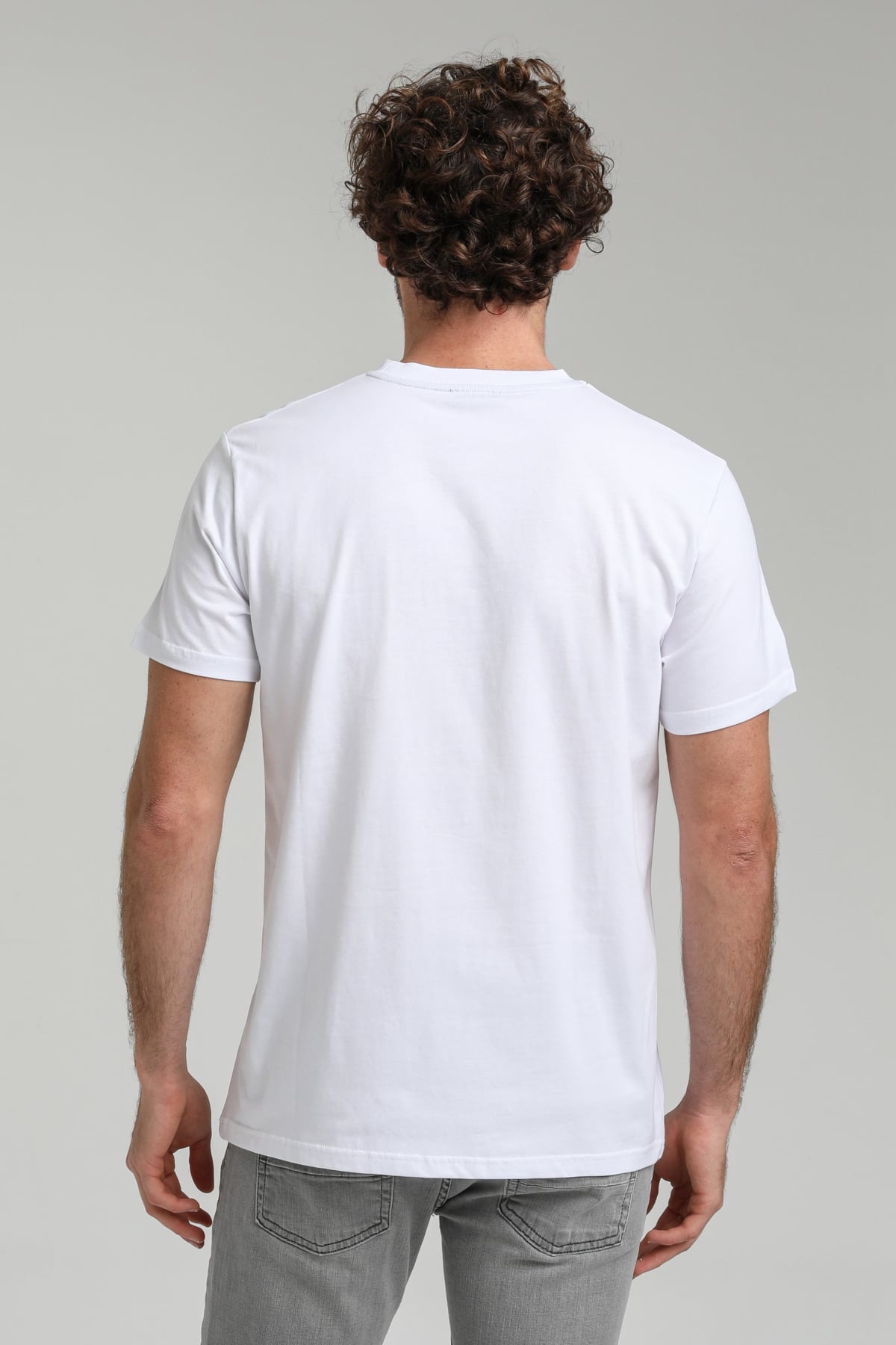 New World Polo Bisiklet Yaka Beyaz Regular Custom Tişört 23SSM20314