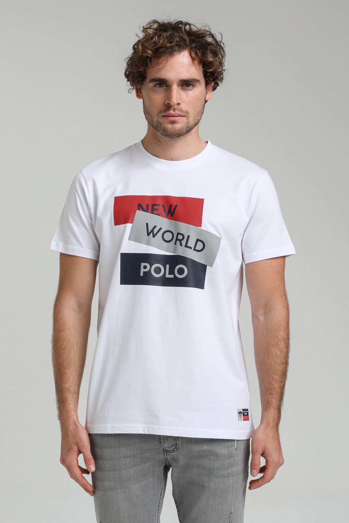 New World Polo Bisiklet Yaka Beyaz Regular Custom Tişört 23SSM20314