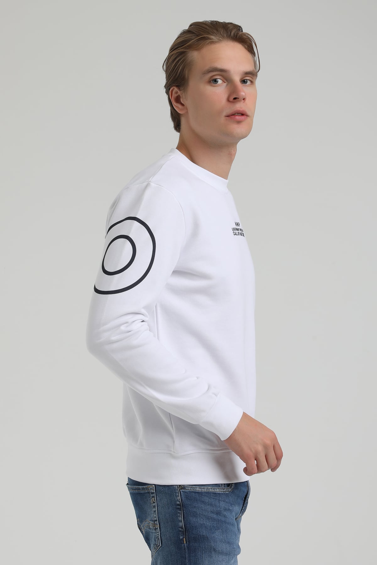 New World Polo Bisiklet Yaka Beyaz Regular Sweatshirt 22FWM60126