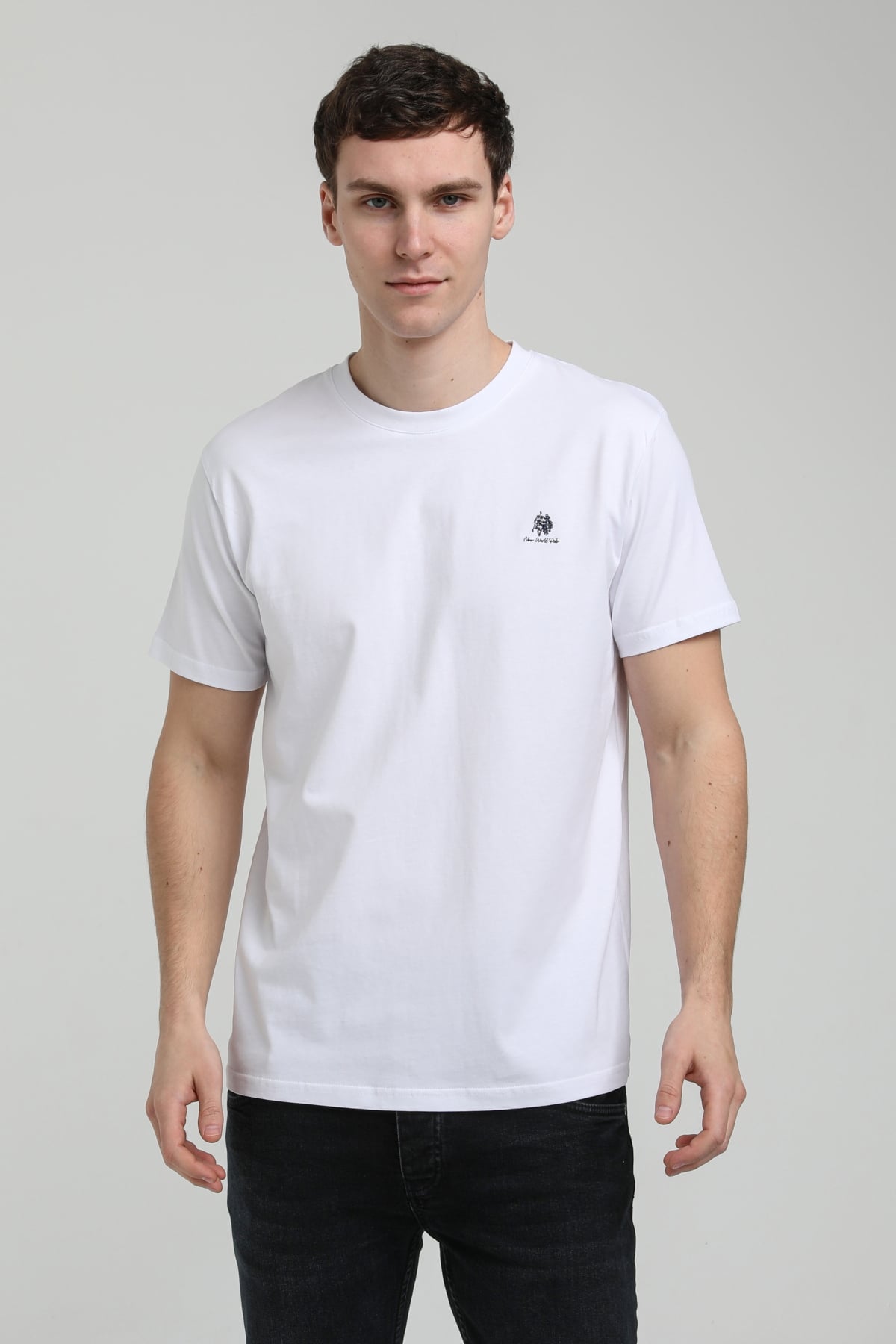 New World Polo Bisiklet Yaka Beyaz Regular Custom Tişört 23SSM20311