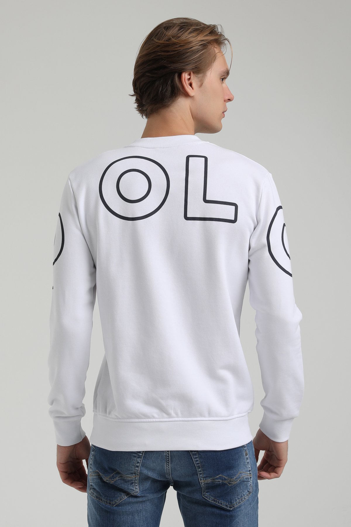 New World Polo Bisiklet Yaka Beyaz Regular Sweatshirt 22FWM60126