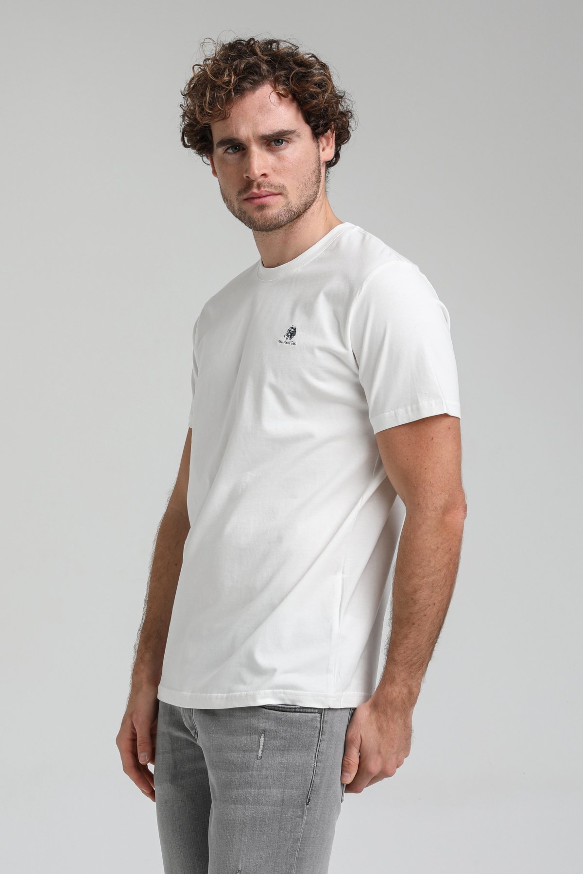 New World Polo Bisiklet Yaka Beyaz Regular Custom Tişört 23SSM20311