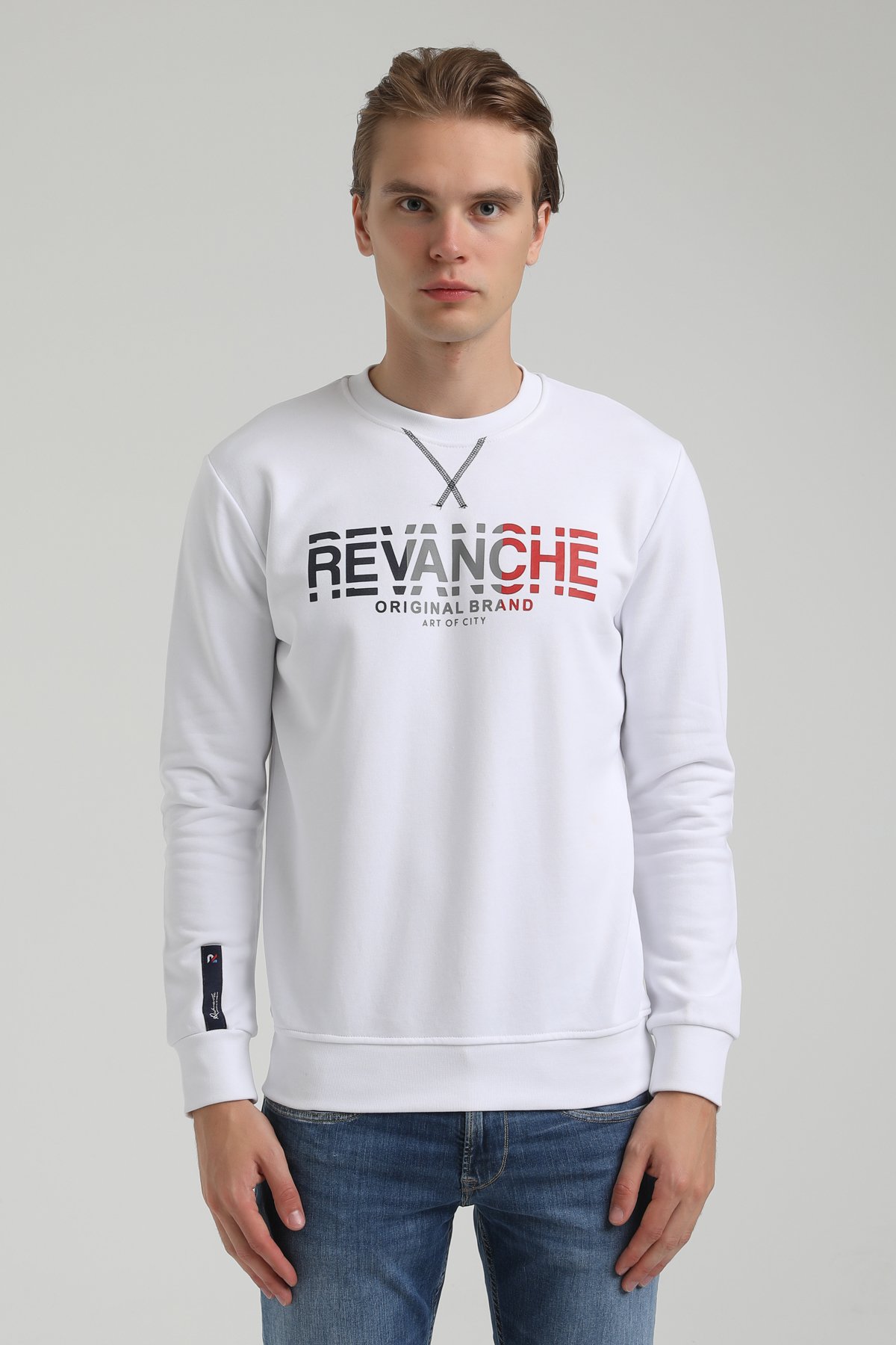 New World Polo Bisiklet Yaka Beyaz Regular Sweatshirt 22FWM60123