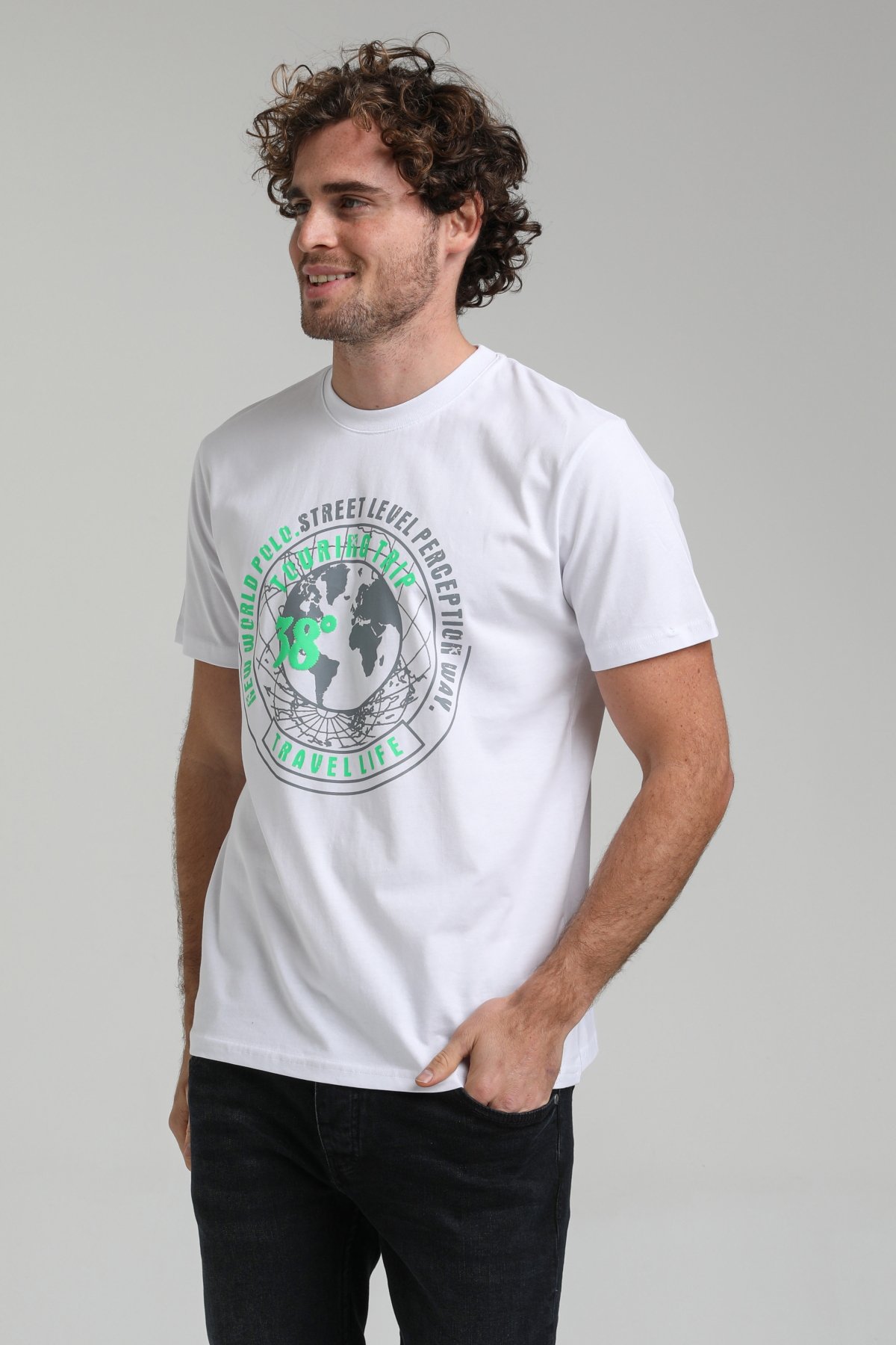 New World Polo Bisiklet Yaka Beyaz Regular Custom Tişört 23SSM20292