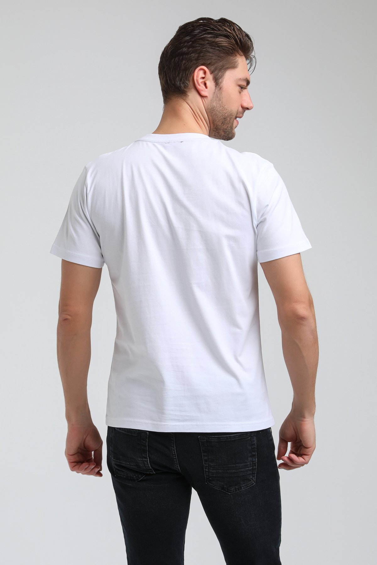 New World Polo Bisiklet Yaka Beyaz Regular Custom Tişört 23SSM20306