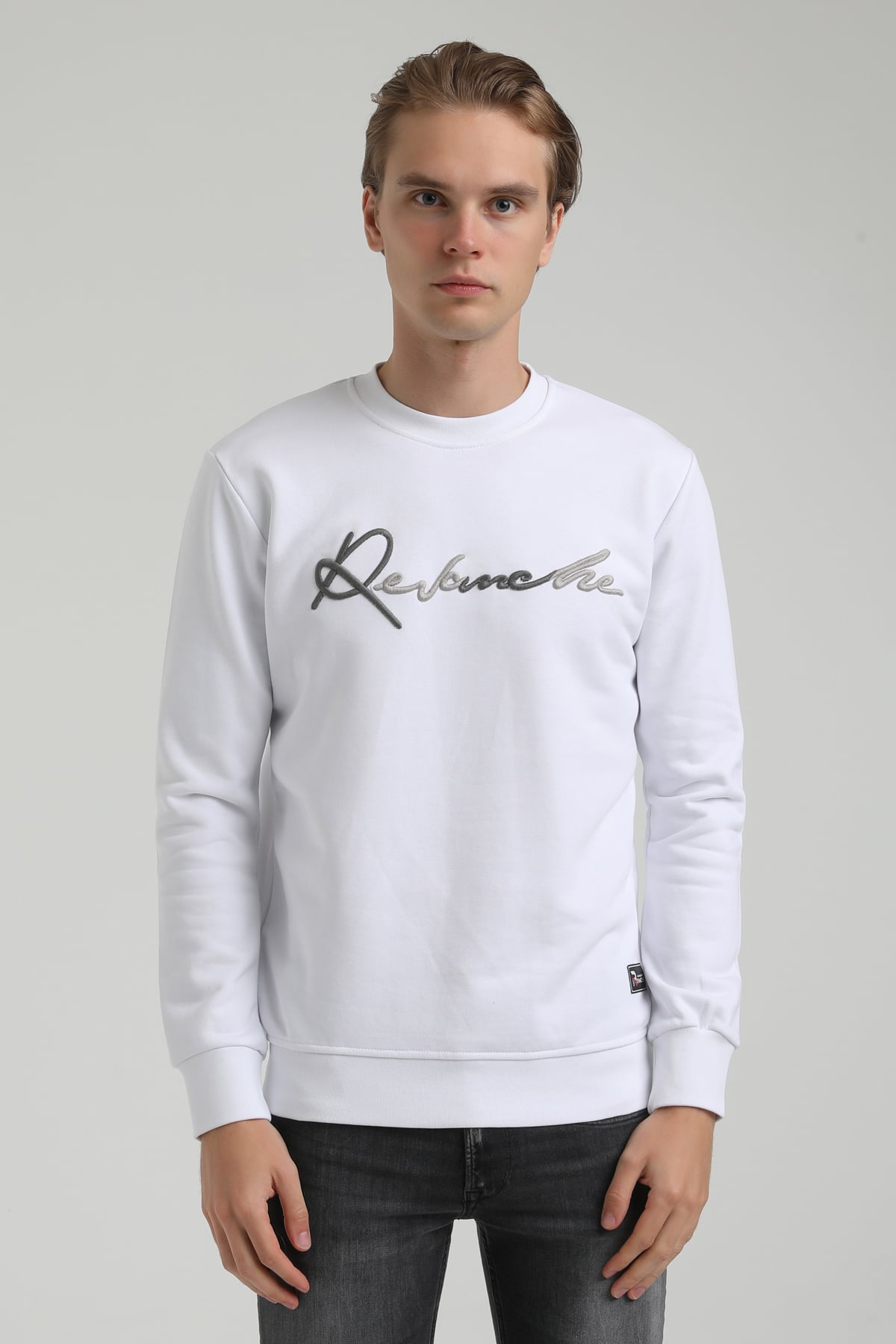 New World Polo Bisiklet Yaka Beyaz Regular Sweatshirt 22FWM60128