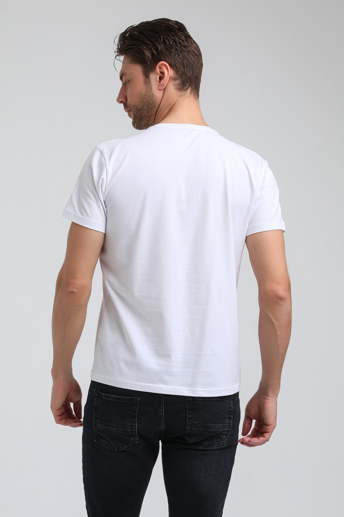 New World Polo Bisiklet Yaka Beyaz Regular Custom Tişört 23SSM20351