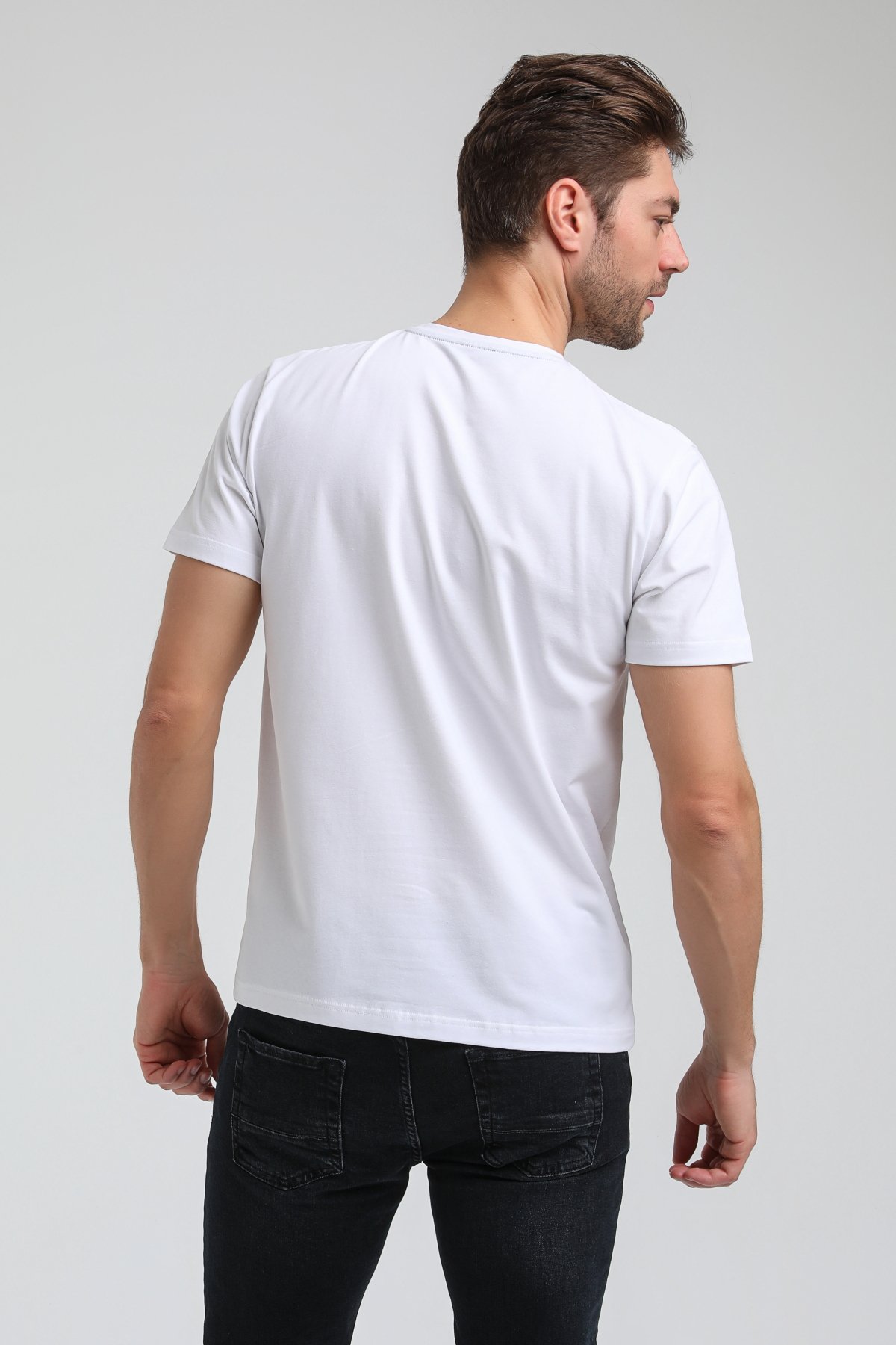 New World Polo Bisiklet Yaka Beyaz Regular Custom Tişört 23SSM20354