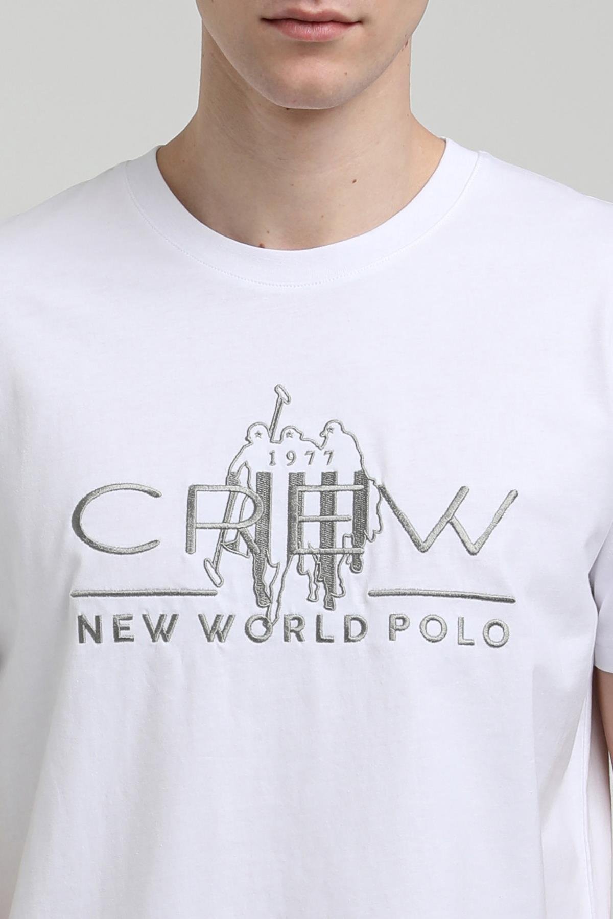 New World Polo Bisiklet Yaka Beyaz Regular Custom Tişört 23SSM20290