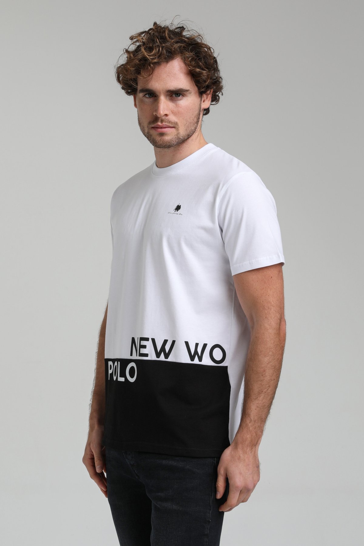 New World Polo Bisiklet Yaka Beyaz Slim Fit Tişört 23SSM20310